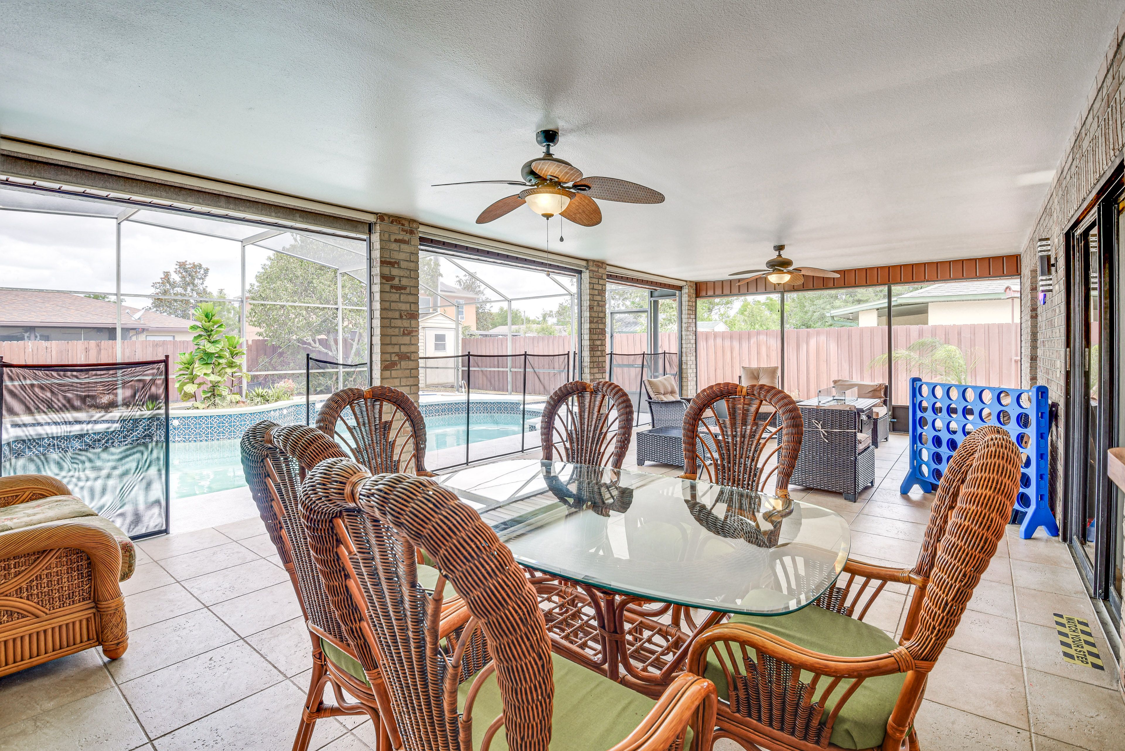 Covered Patio w/ Furnishings | Ceiling Fans