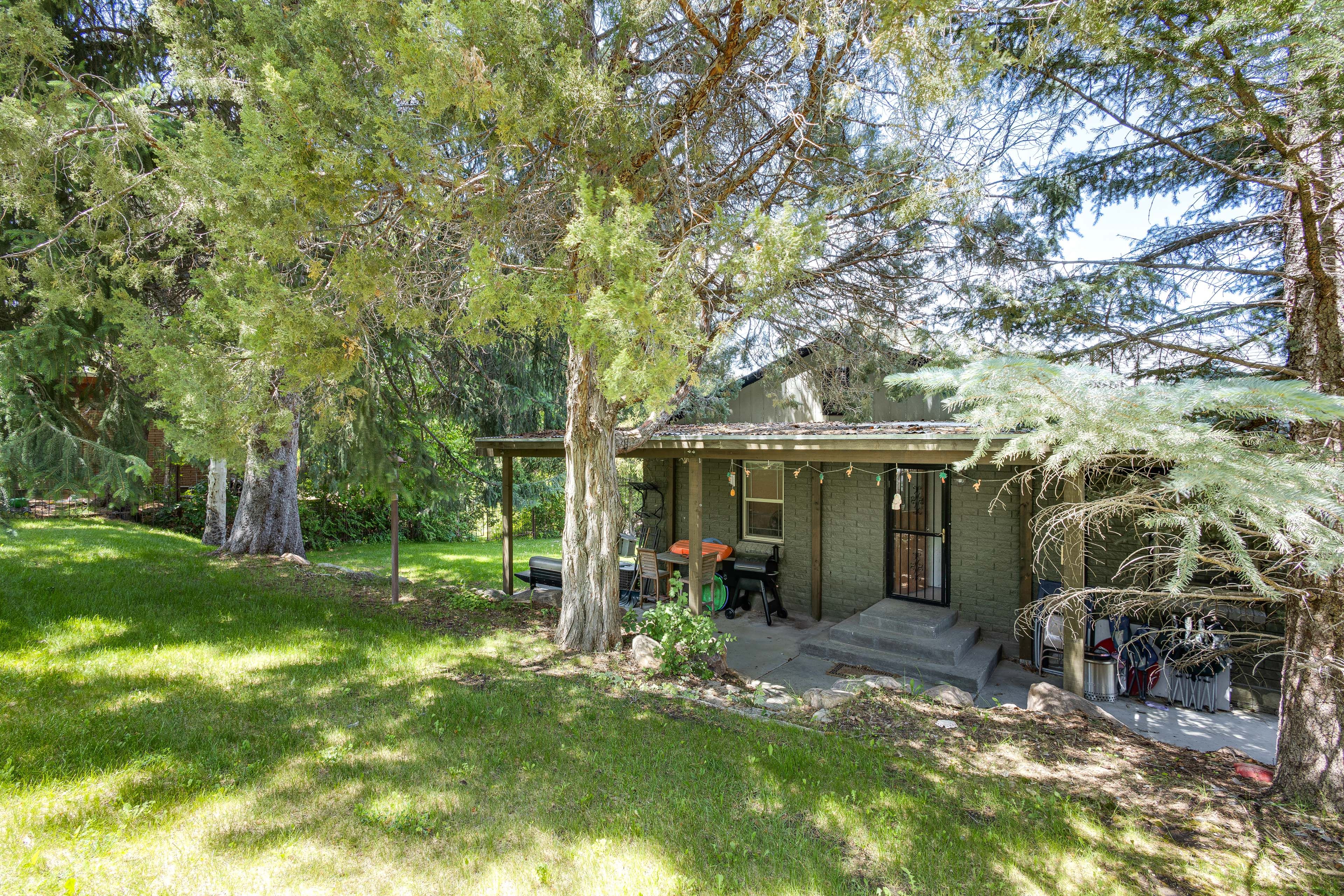 Backyard | Mature Shade Trees | Portable Fire Pit