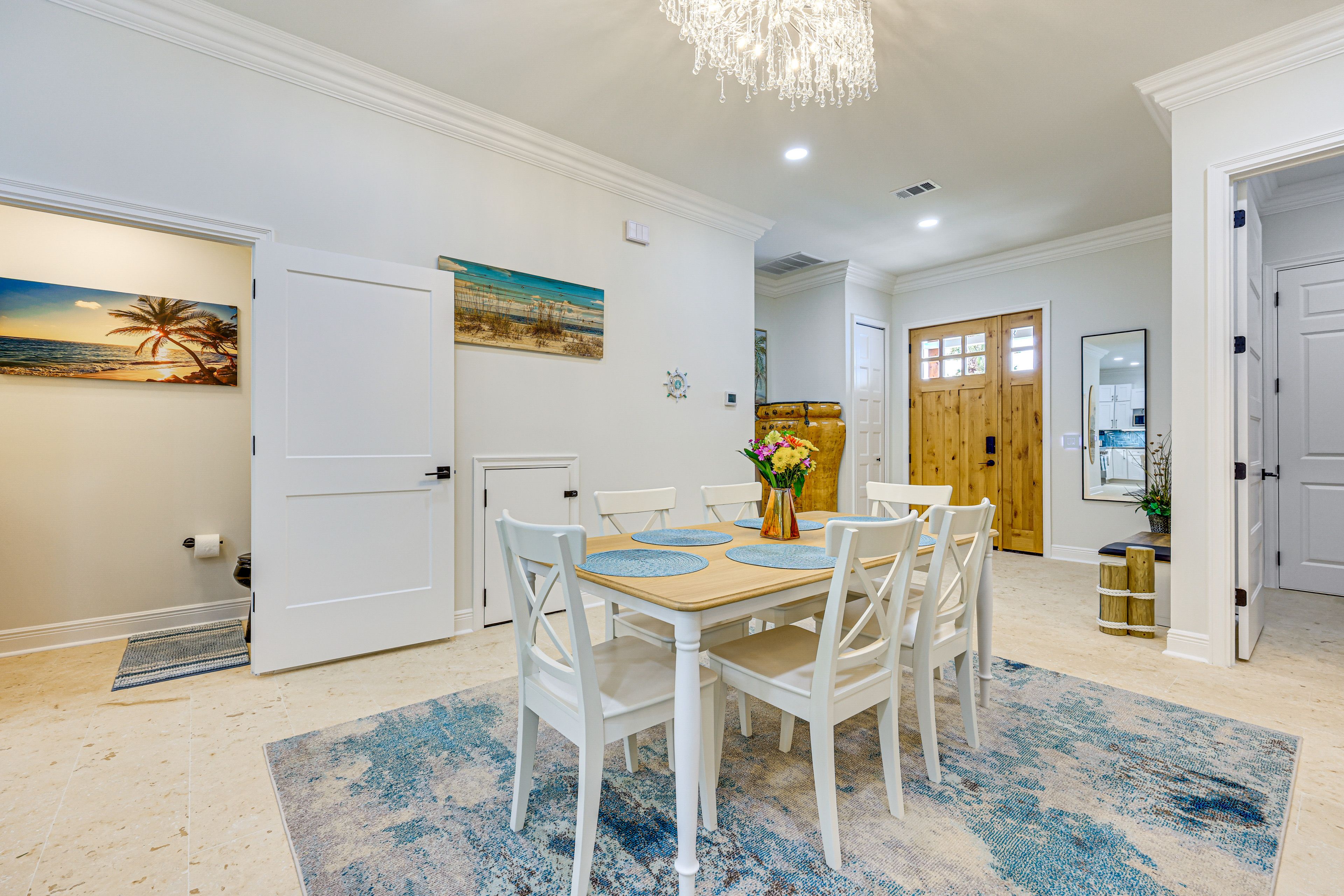 Dining Area | Dishware & Flatware | Central A/C & Heat | 1st Floor