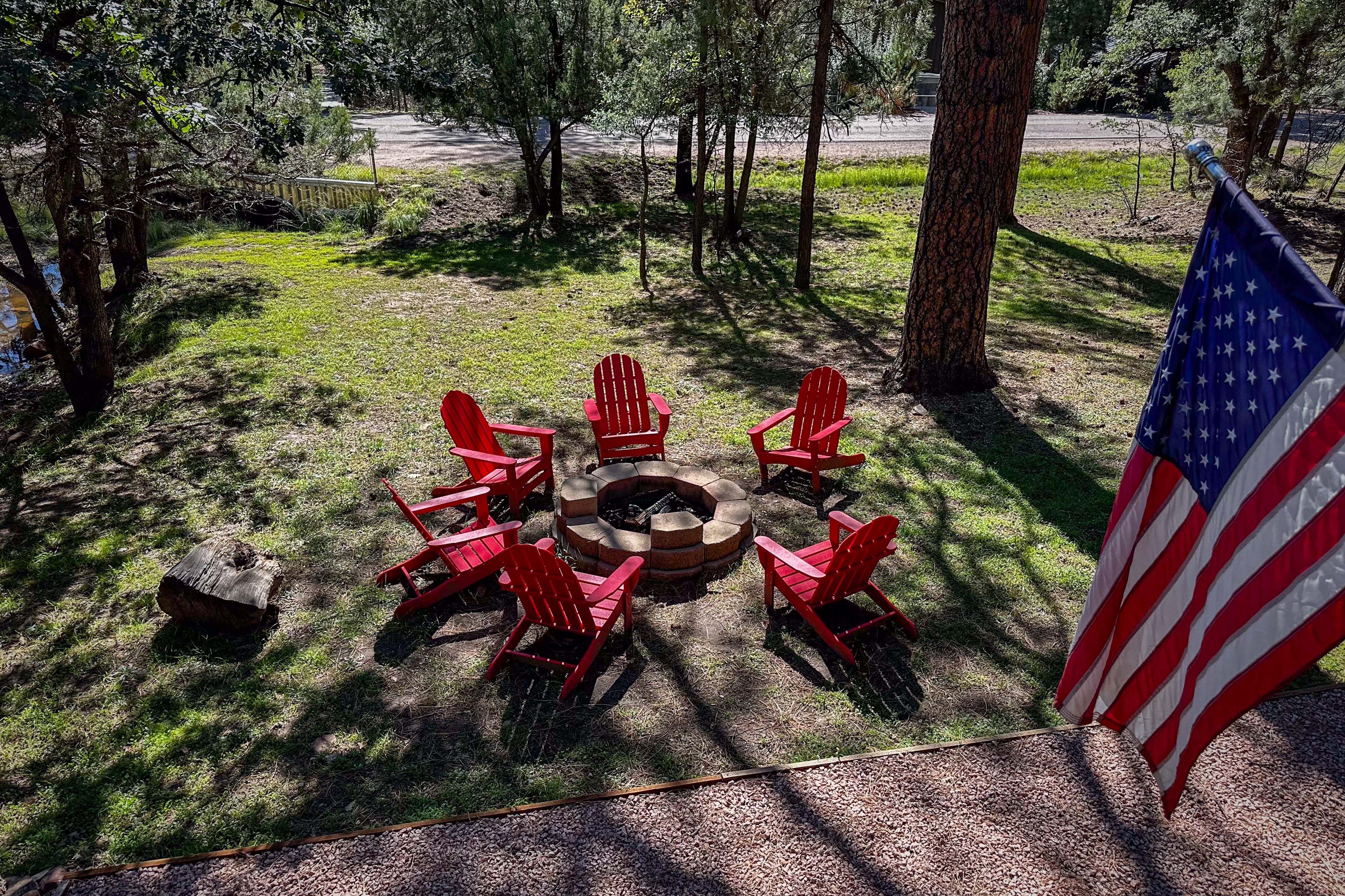 Backyard | 1-Acre Property | Fire Pit