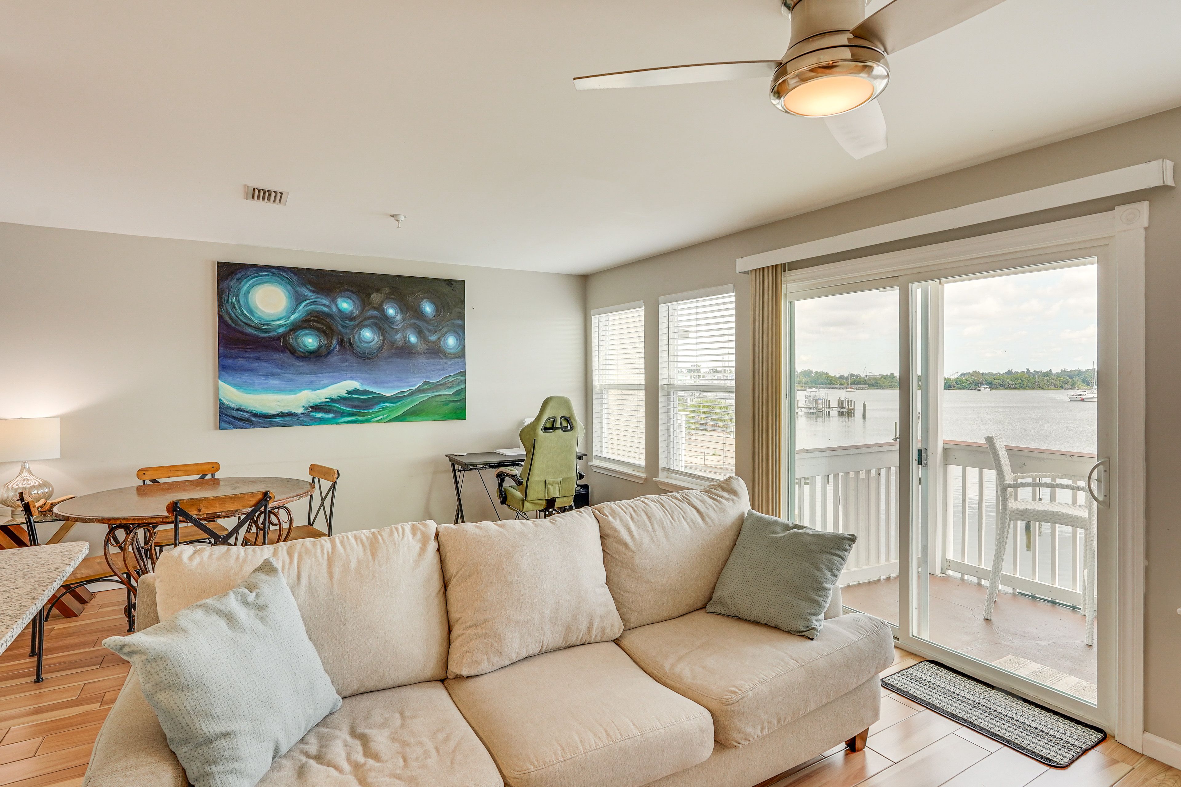 Living Room | Central A/C & Heat | Dolphin Views