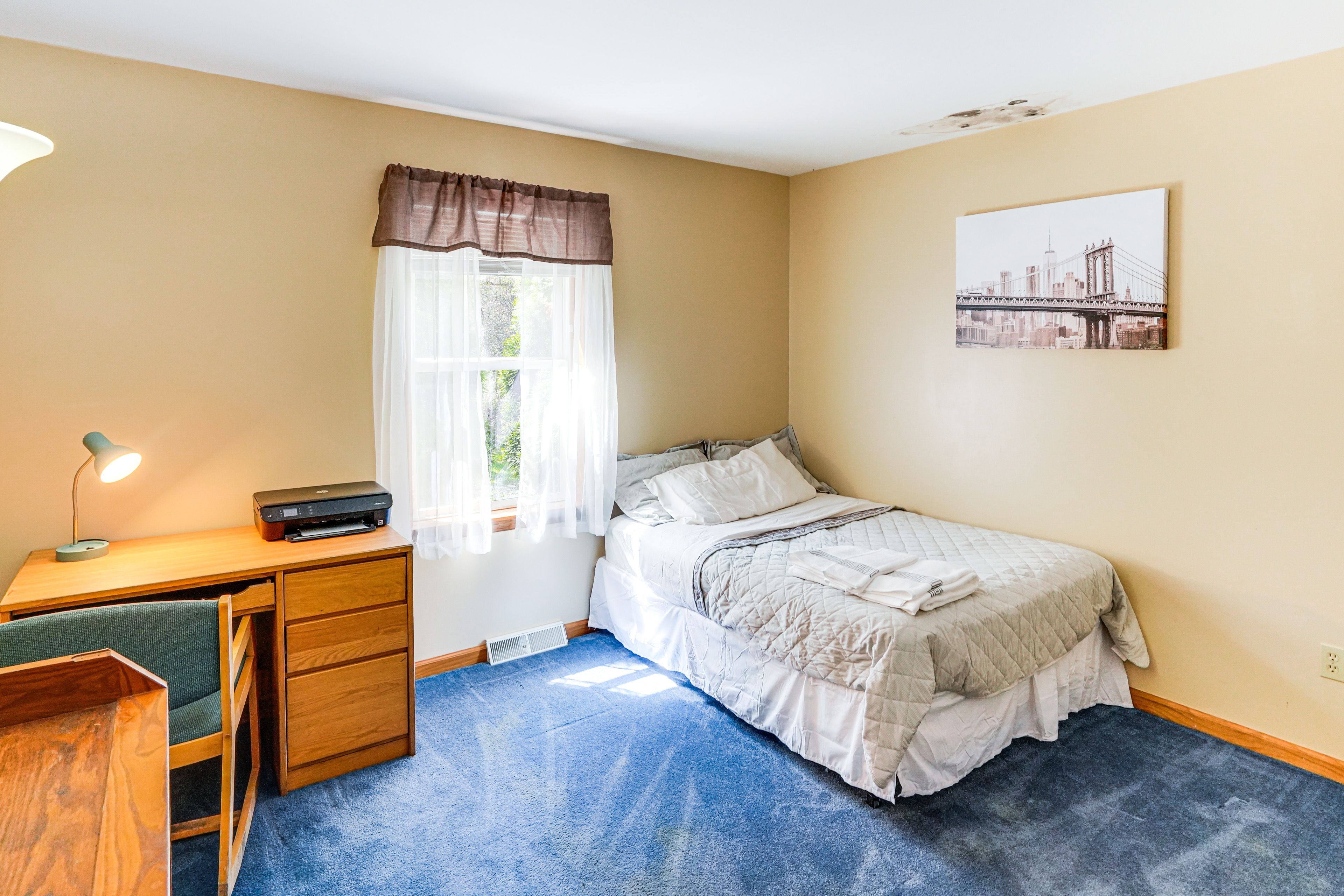 Bedroom 2 | 1st Floor | Full Bed | Laptop-Friendly Workspace
