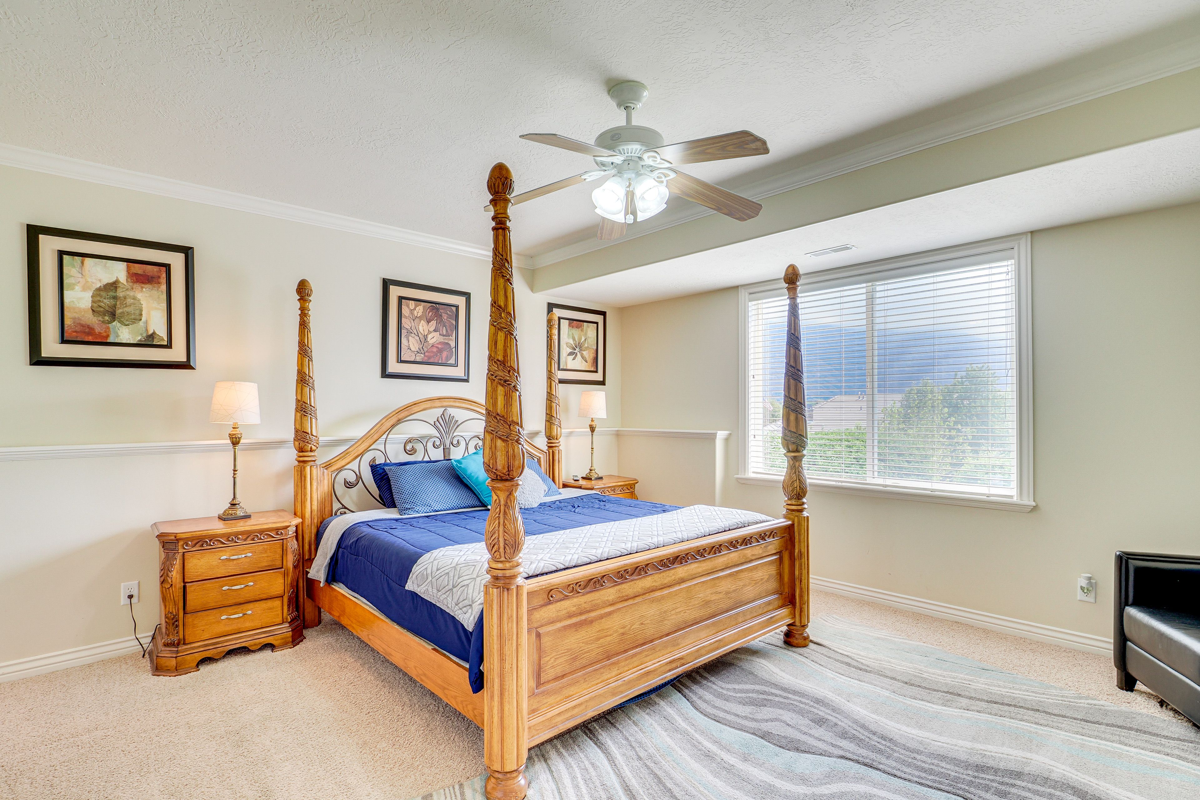 Bedroom 1 | King Bed | Linens Provided | Smart TV | Electric Fireplace