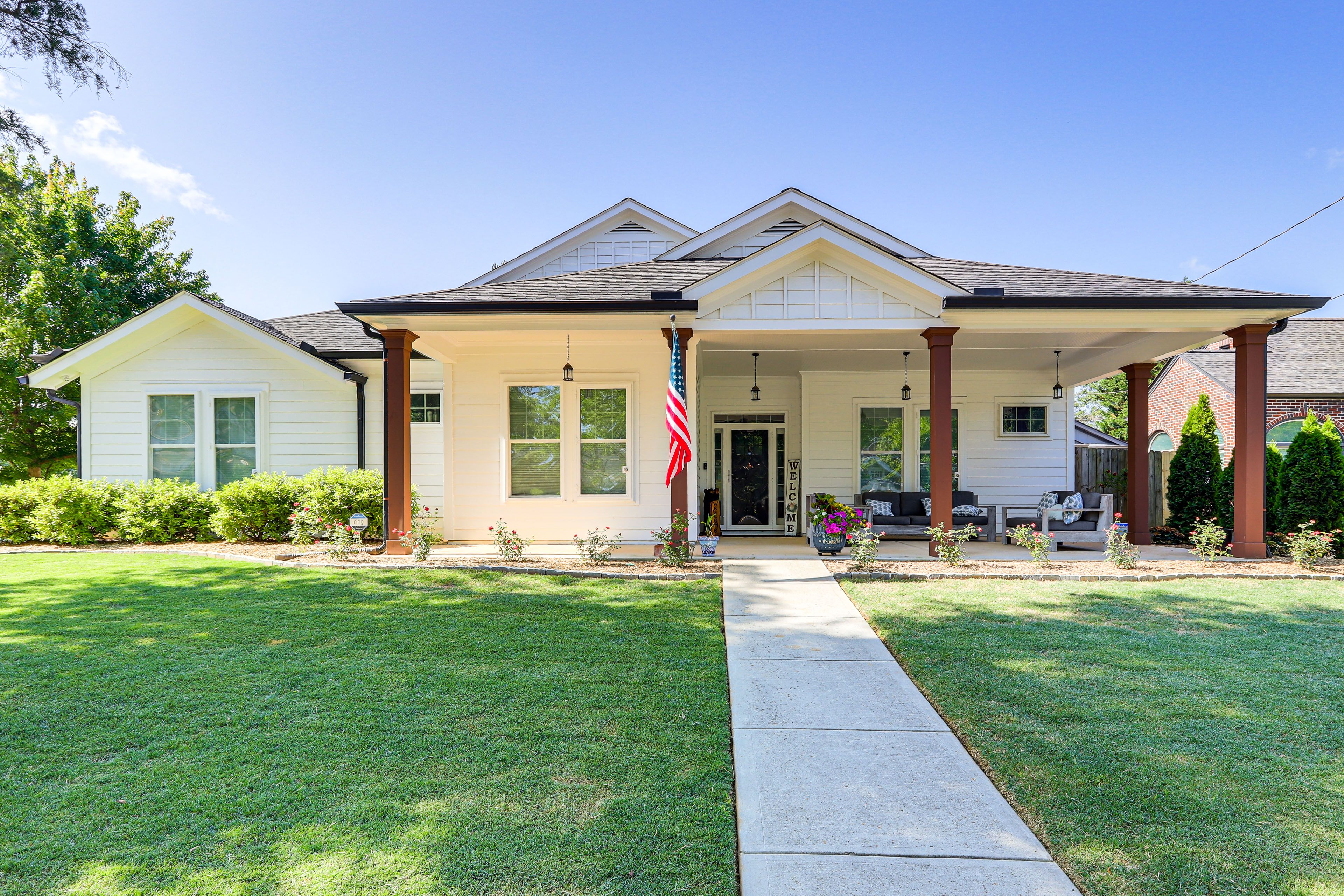 Property Exterior | Single-Story Home | Fenced-In Yard | Gas Grill