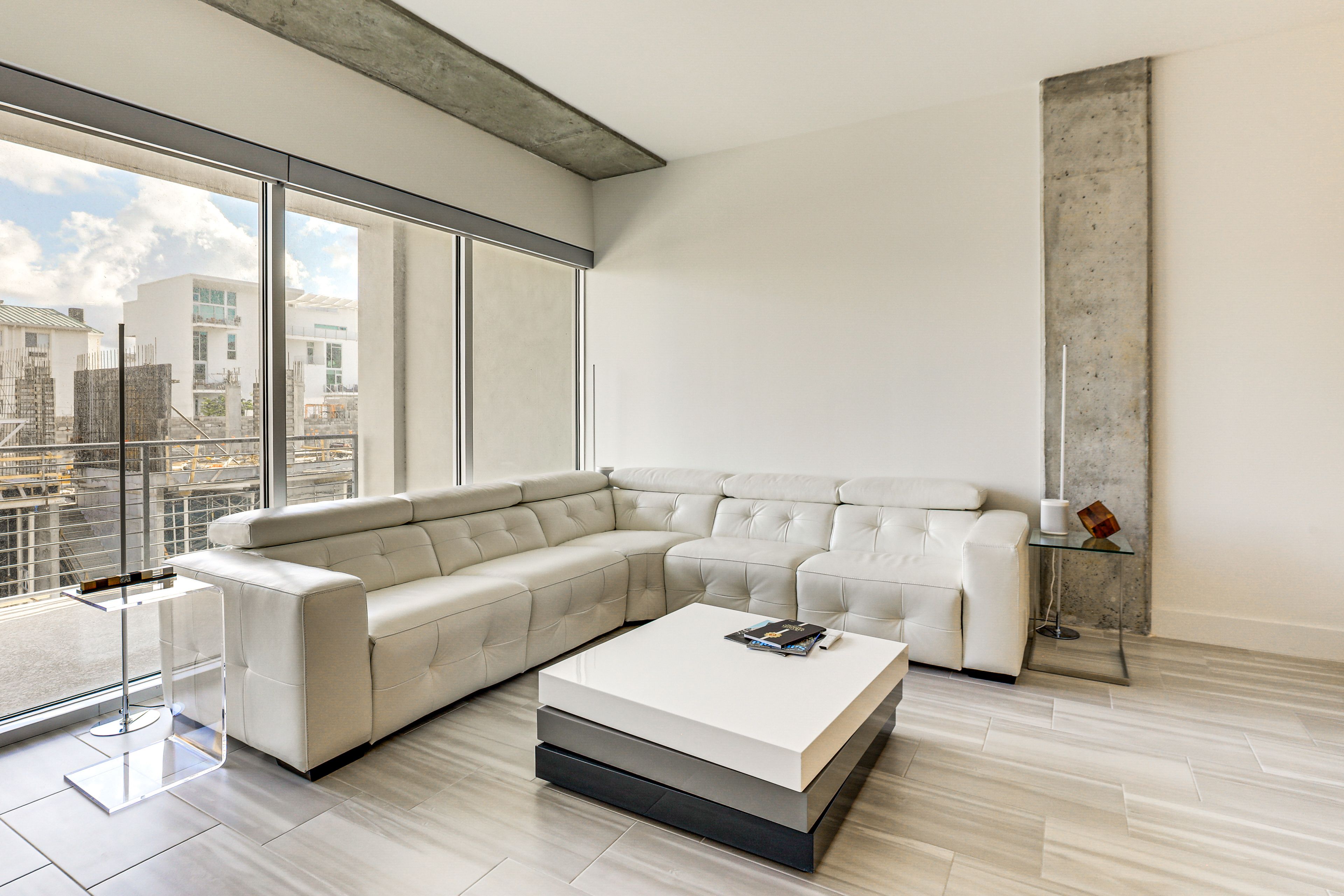 Living Area | Smart TV (Projector) | Electric Fireplace
