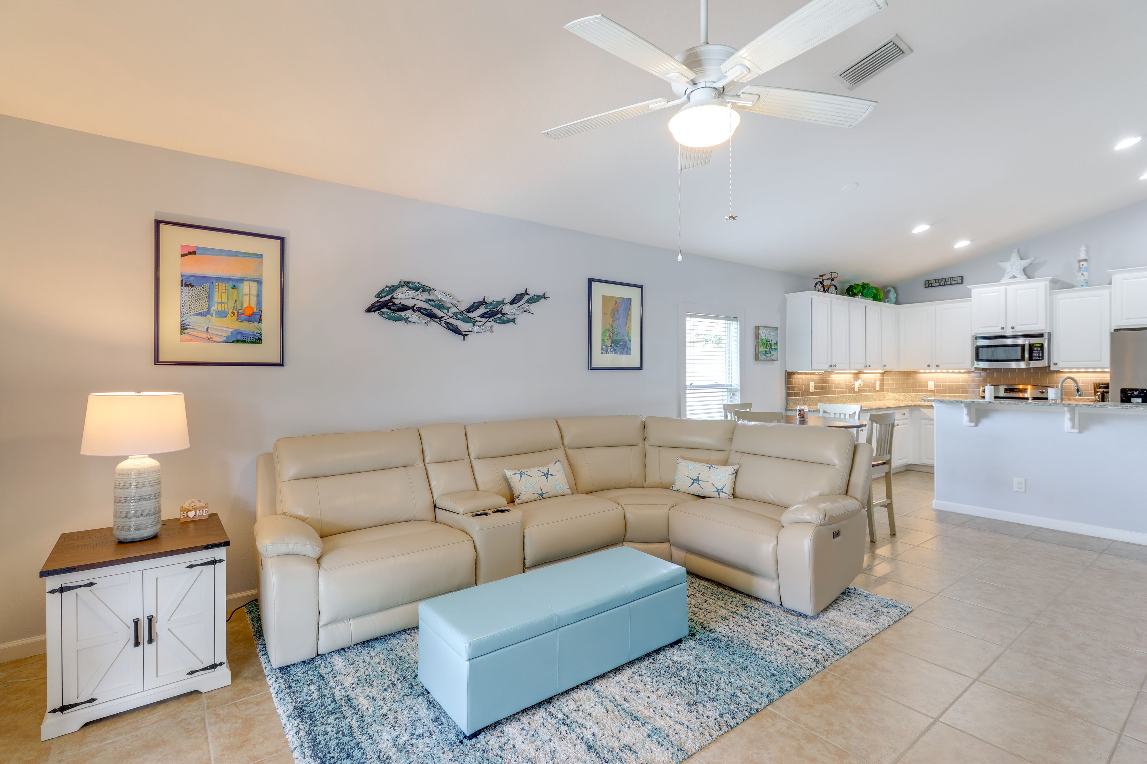 Living Room | 2-Story Home | Smart TV | Electric Fireplace