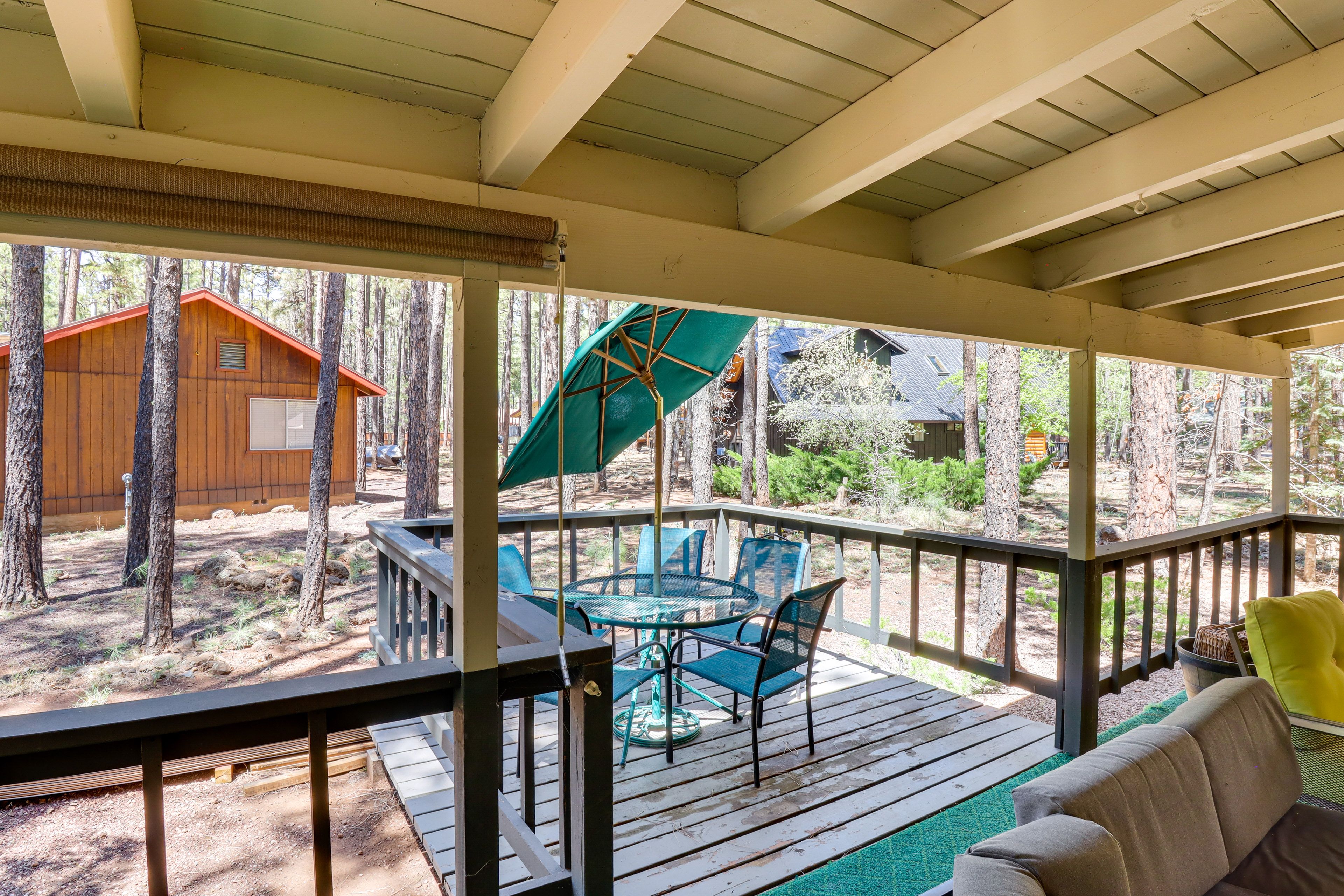 Rear Deck | Covered Seating | Outdoor Dining | Gas Grill