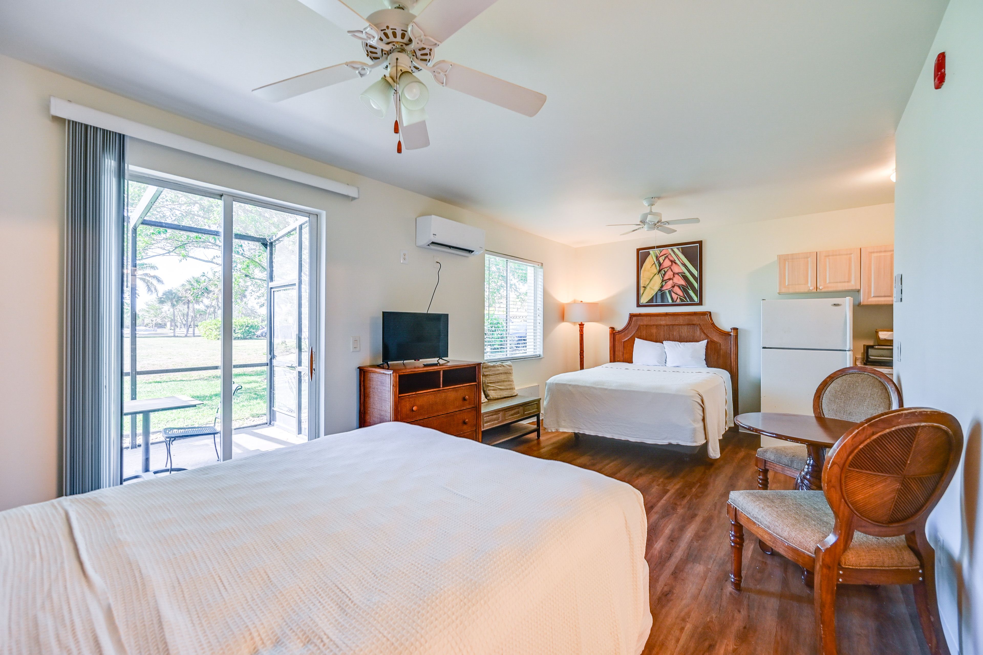 Studio | 2 Queen Beds | Free WiFi | Window A/C Unit | Central Heat