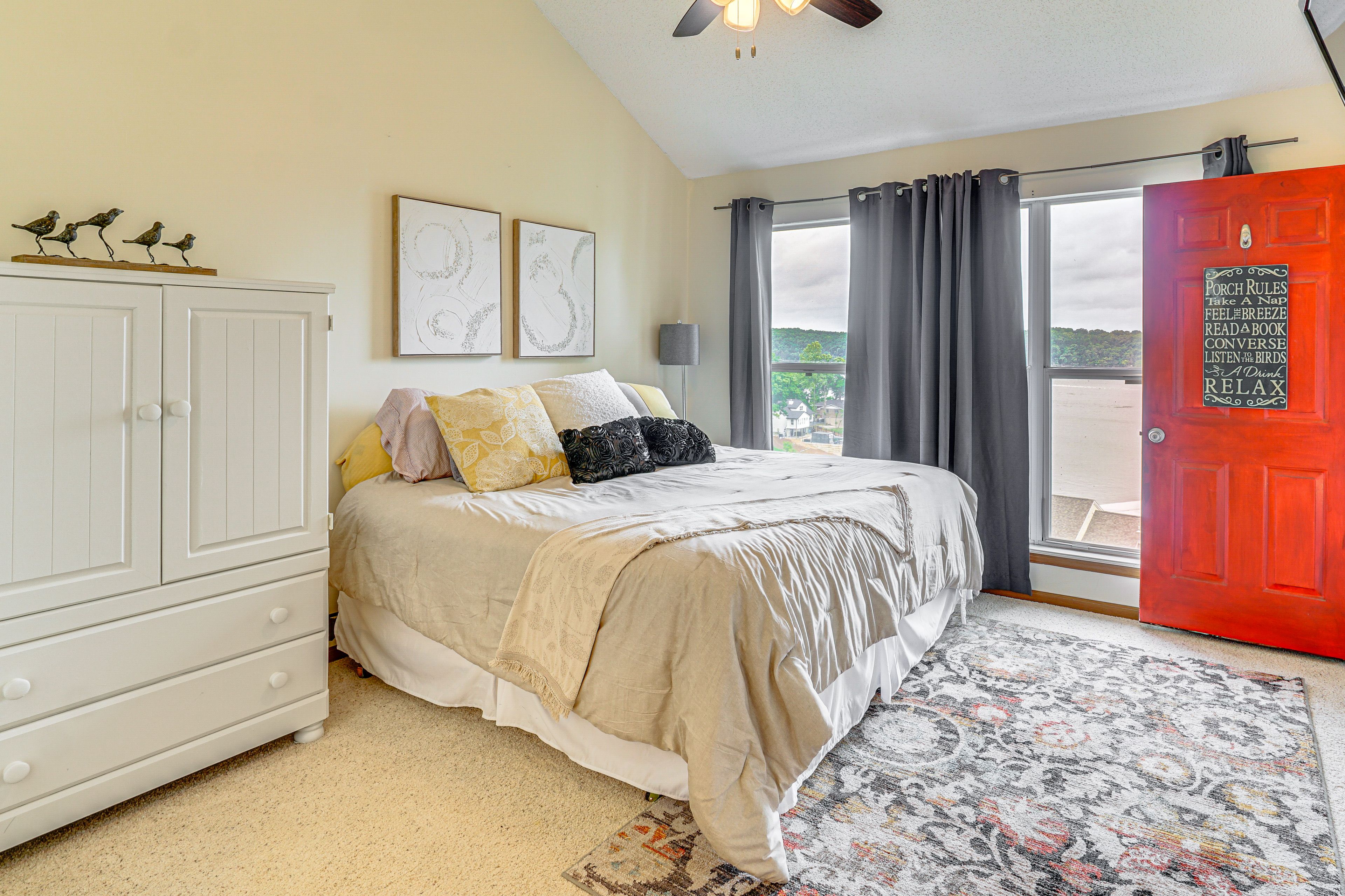 Bedroom 1 | King Bed | Linens Provided | En-Suite Bathroom | Porch Access