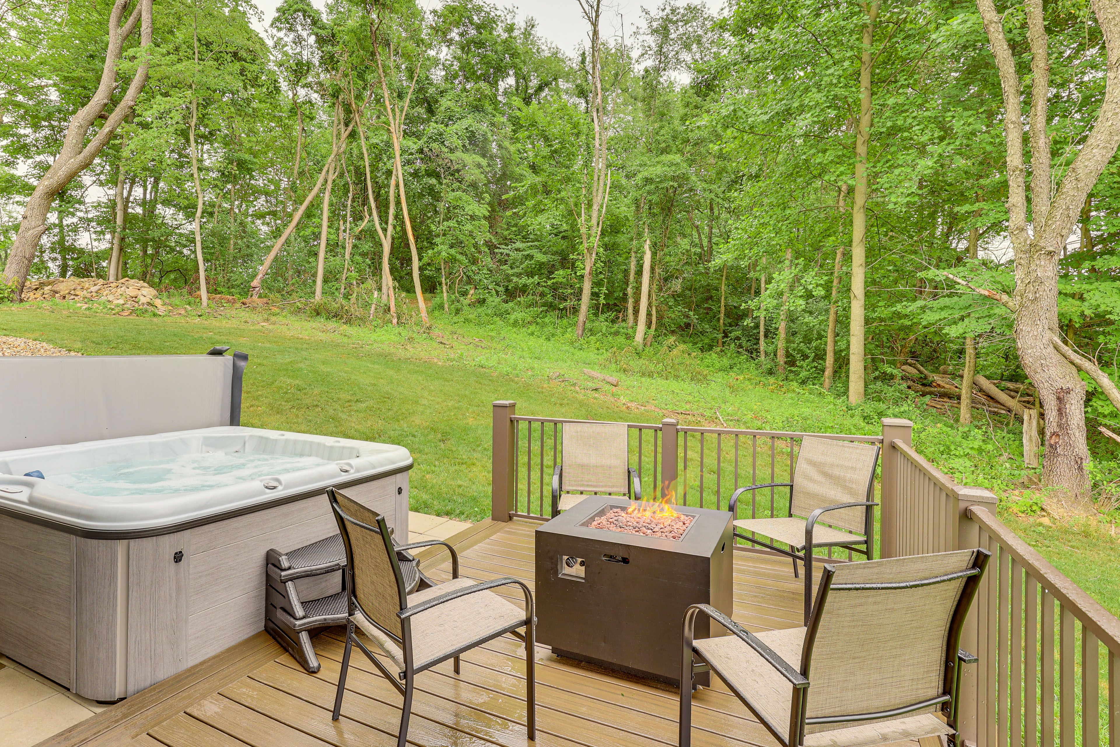 Deck | Private Hot Tub | Fire Pit | Forested & Pasture Views