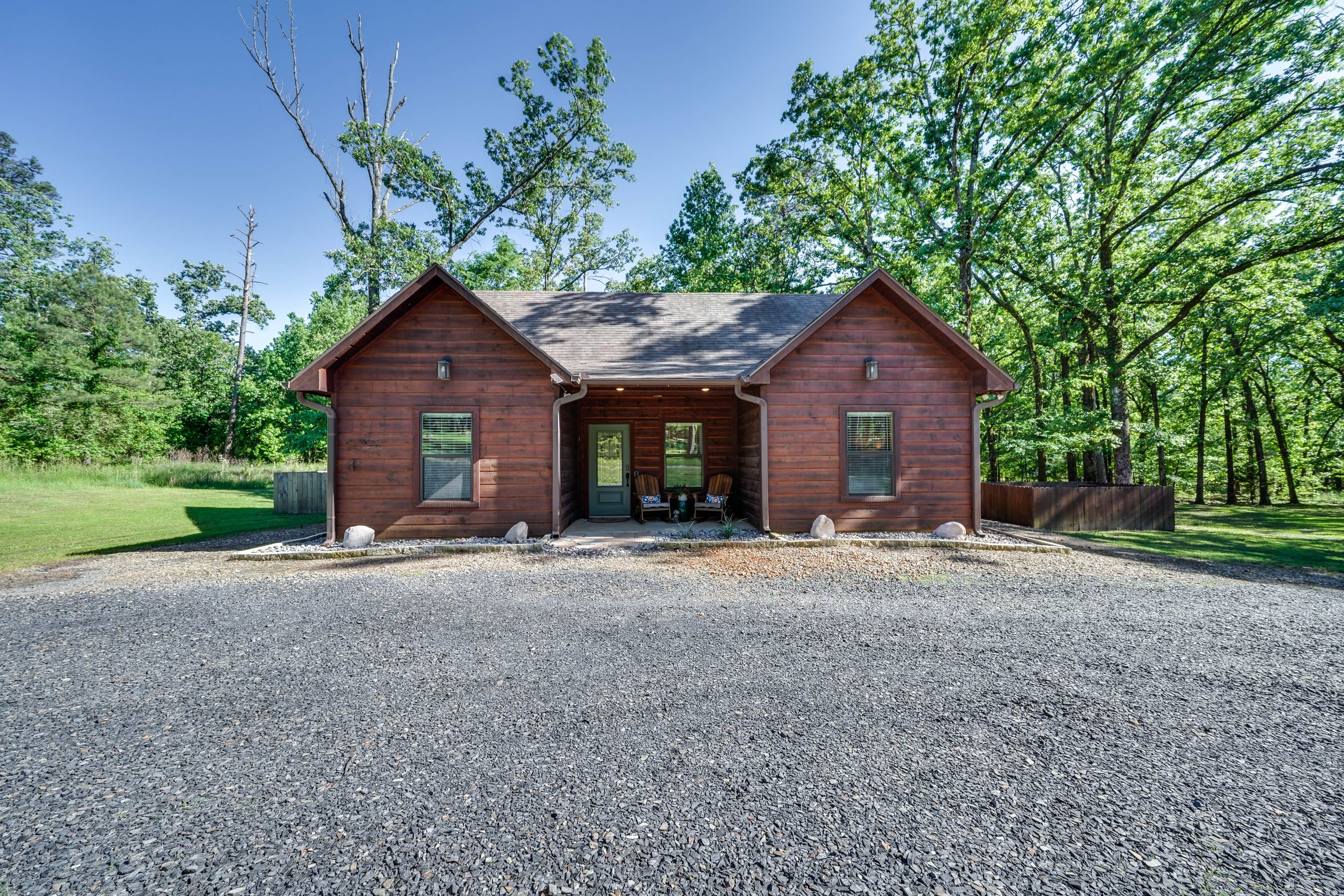 Property Exterior | Single-Story Cabin | Spacious Yard