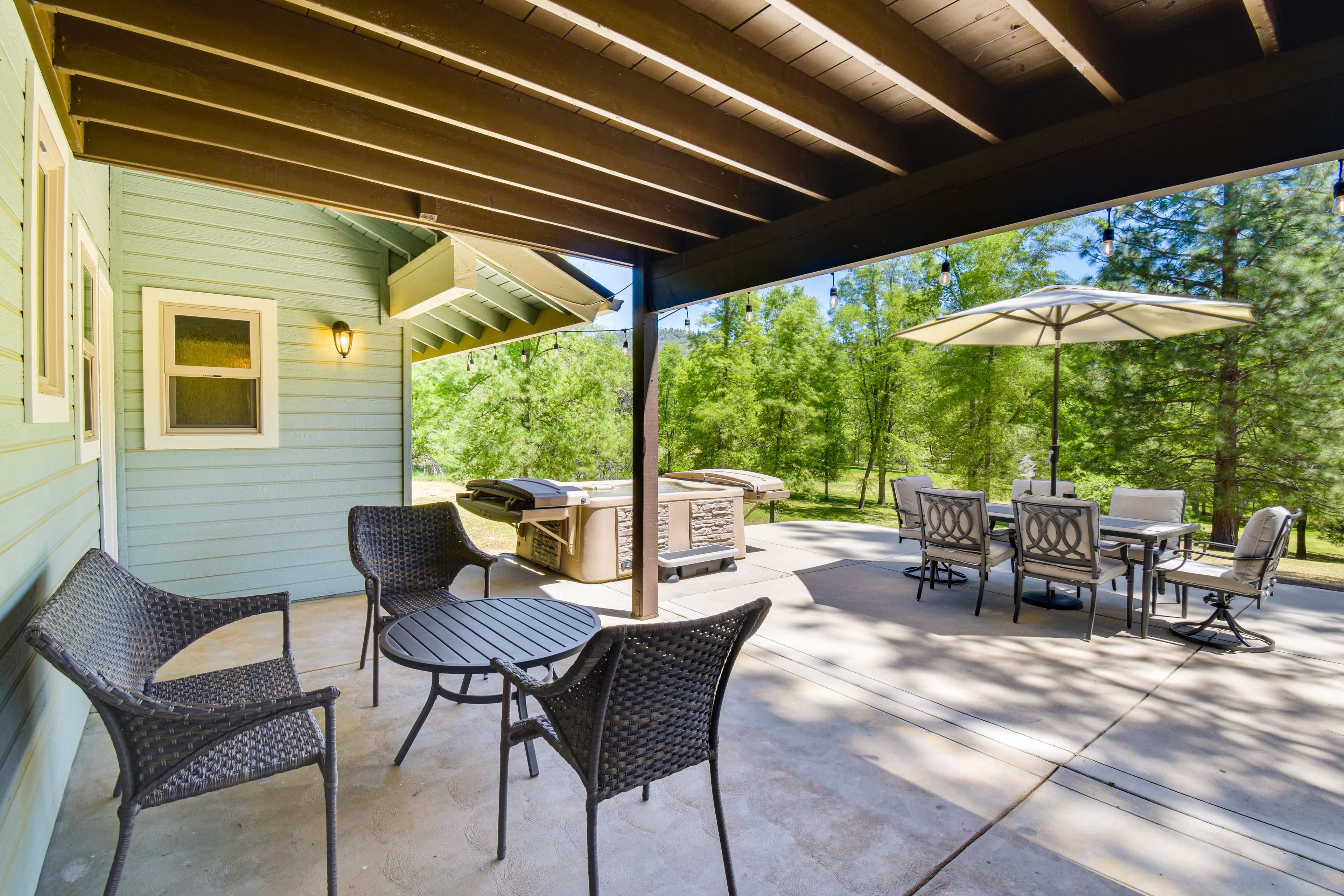 House Exterior | Furnished Patio | Dining Area | Private Hot Tub