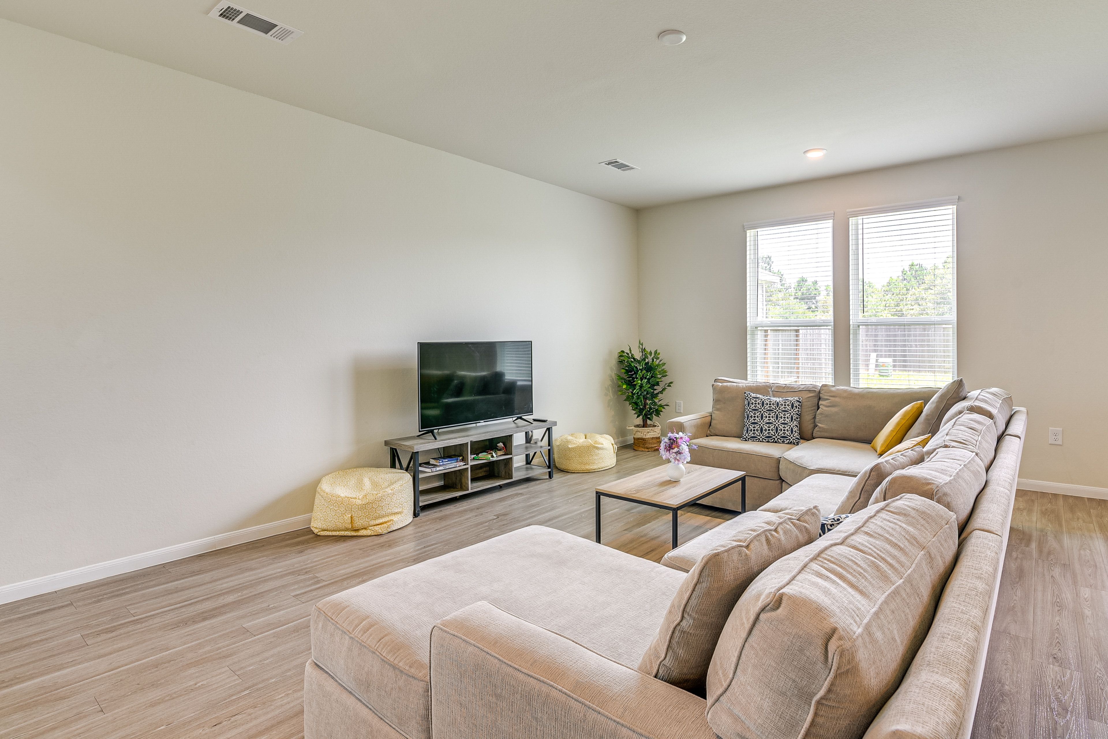 Living Room | Central A/C & Heating | 2-Story Home