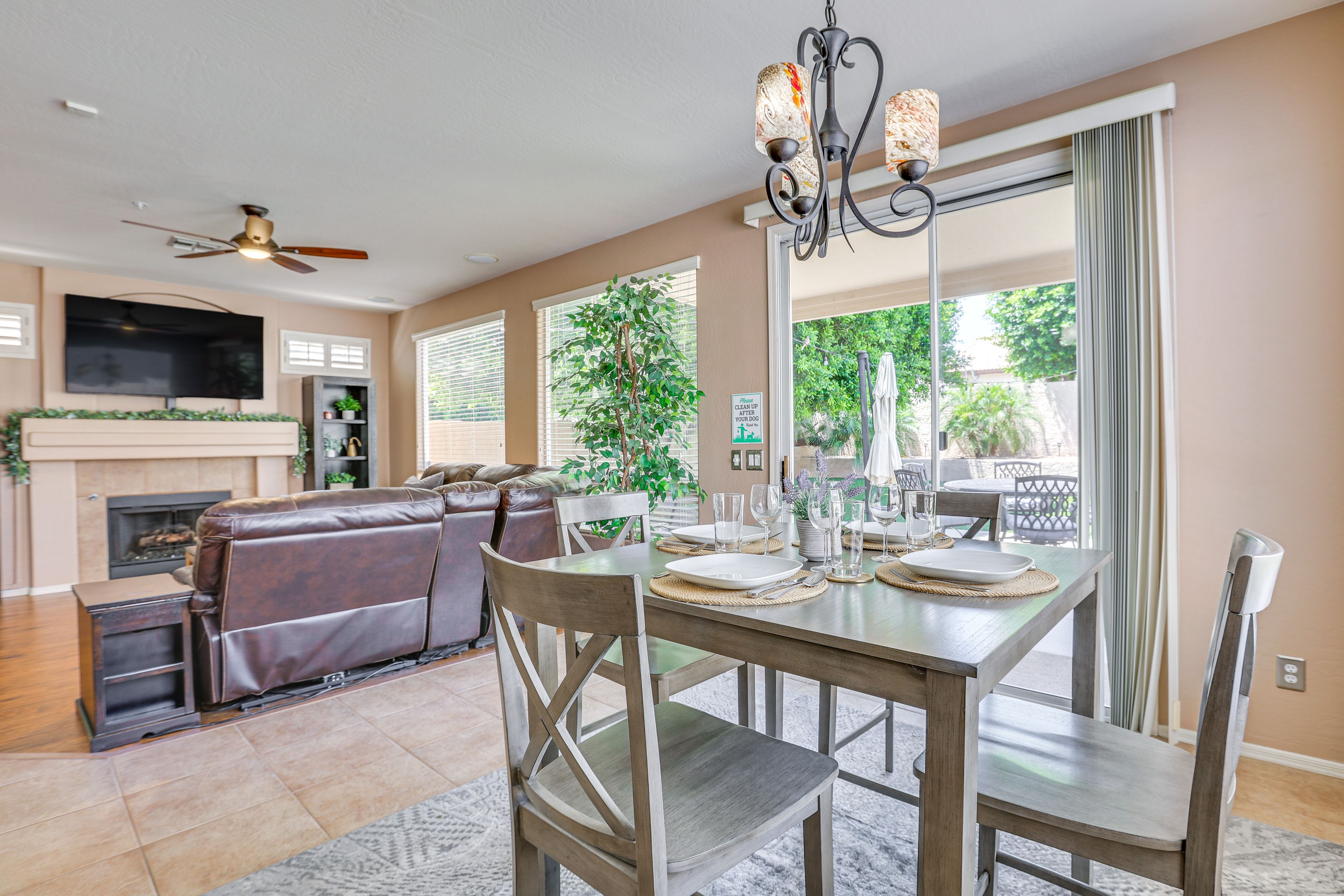 Dining Area | Dishware & Flatware | Central A/C & Heat | 1st Floor