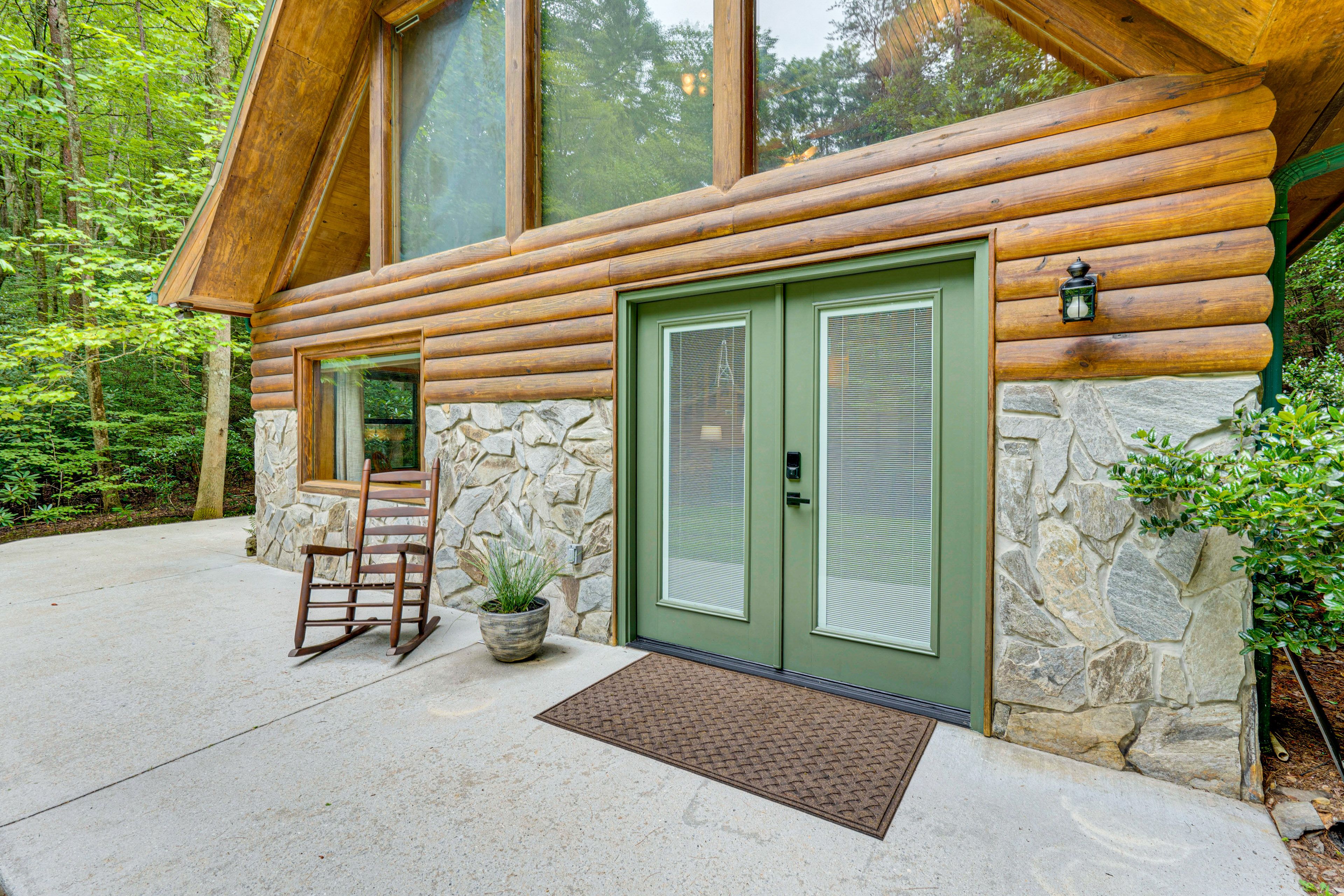 Cabin Exterior | Keyless Entry | Wraparound Patio w/ Seating
