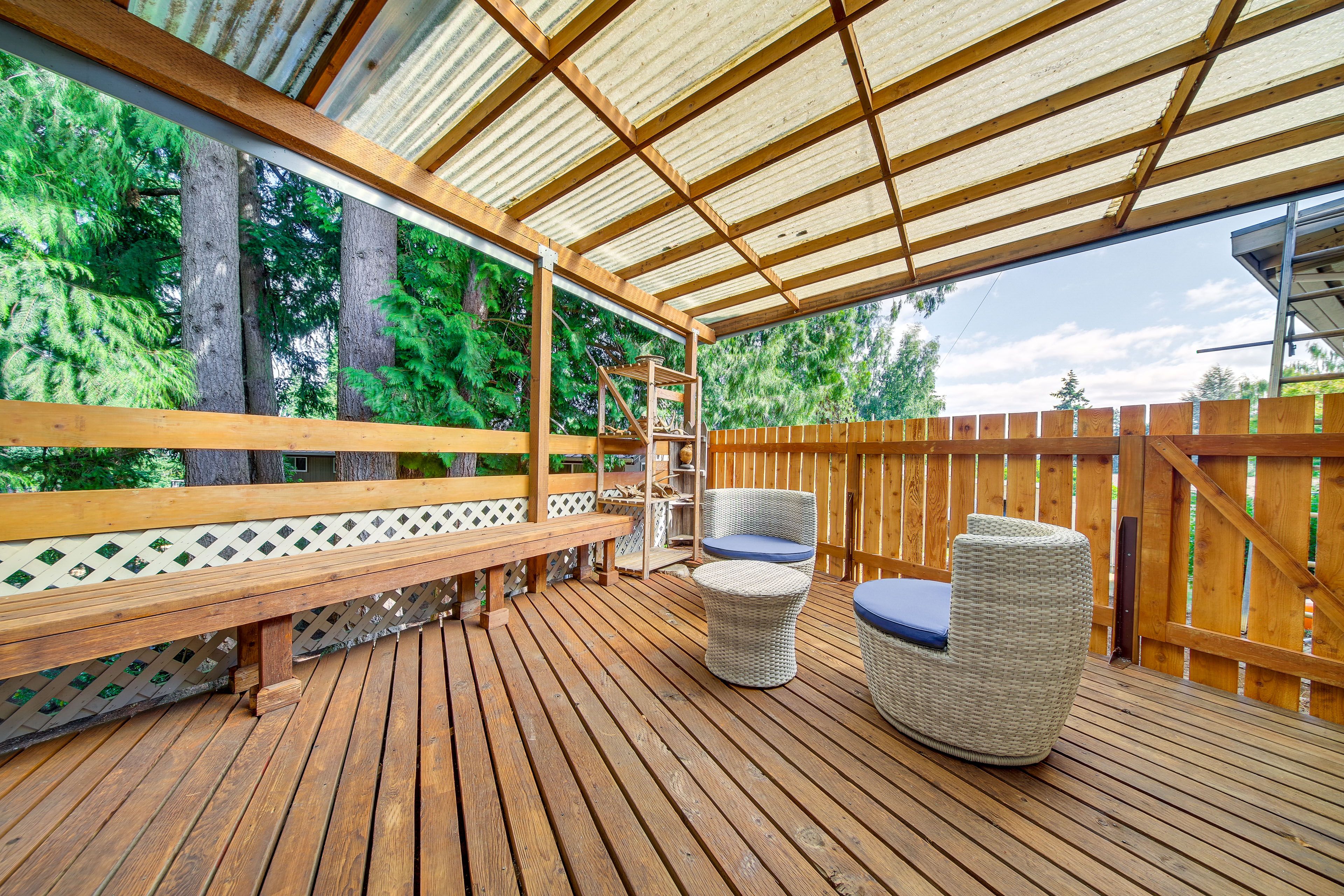 Apartment Exterior | Covered Balcony w/ Seating