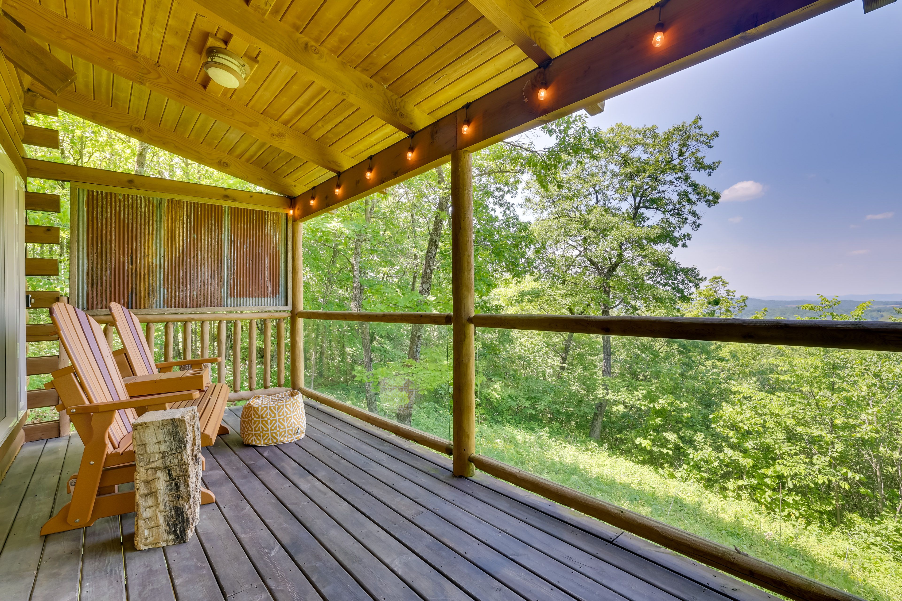 Deck | Mountain Views | Fire Pit | Single-Story Cabin w/ Loft