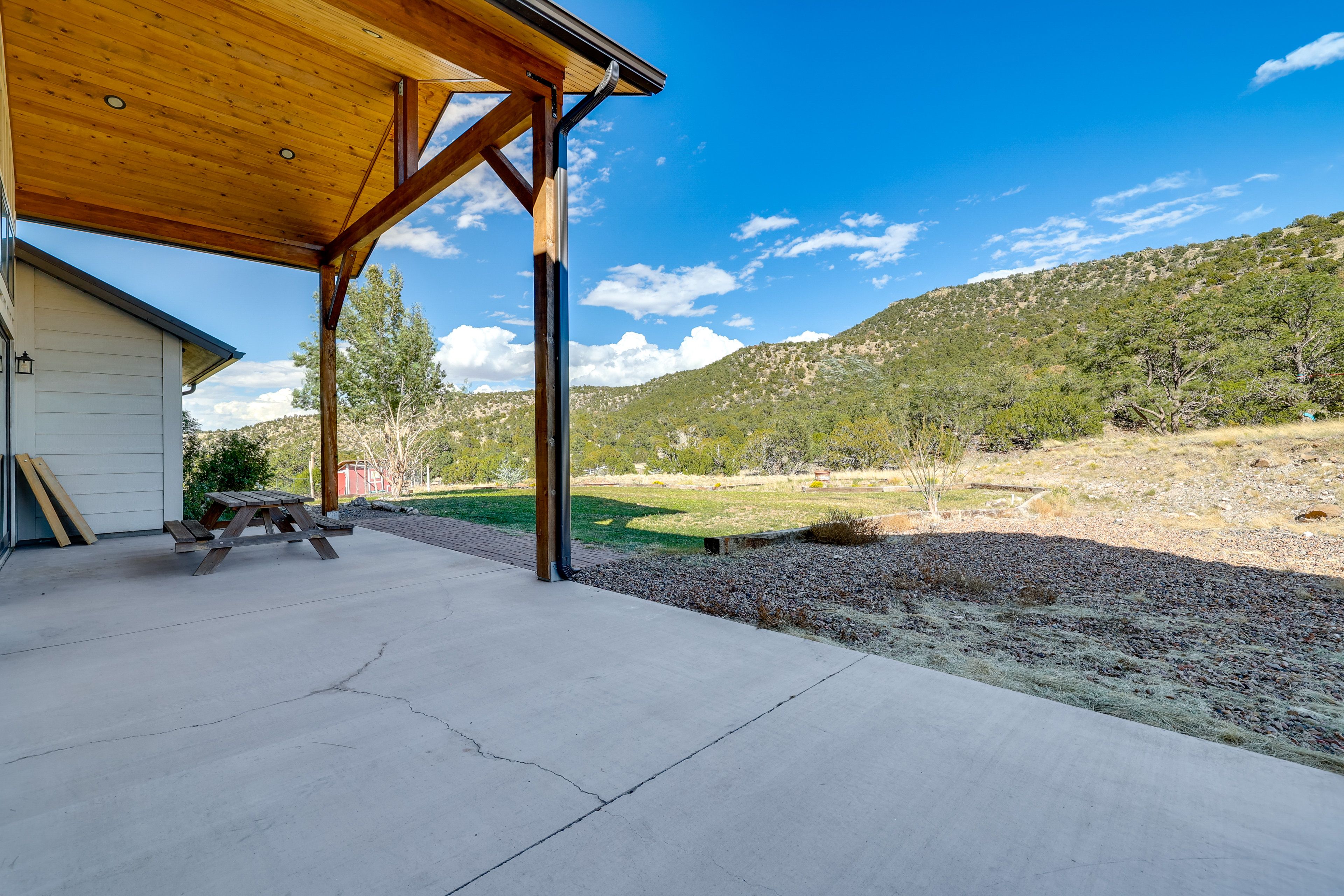 Covered Patio | Mountain Views | Picnic Table | National Forest Access
