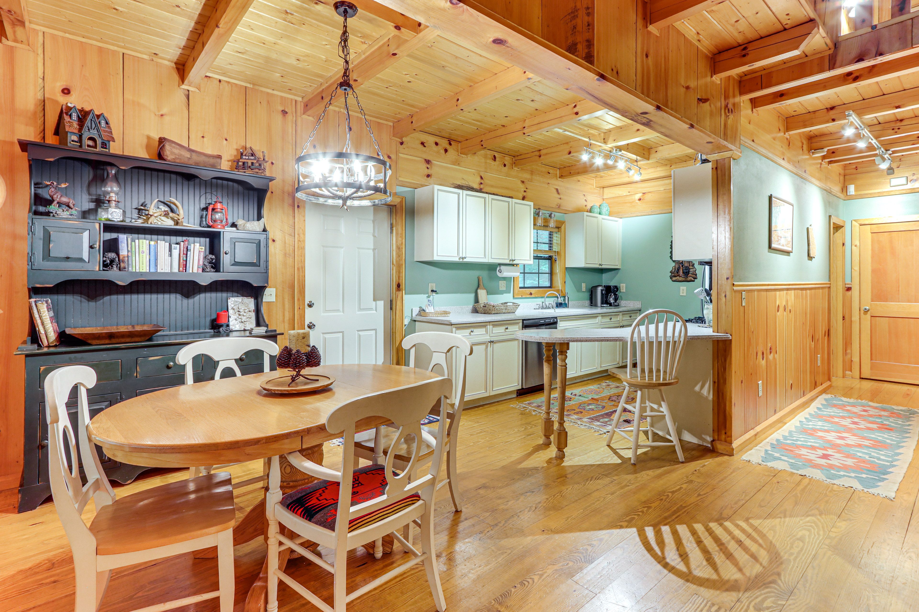 Dining Area | Dishware & Flatware | Central A/C & Heat | 1st Floor