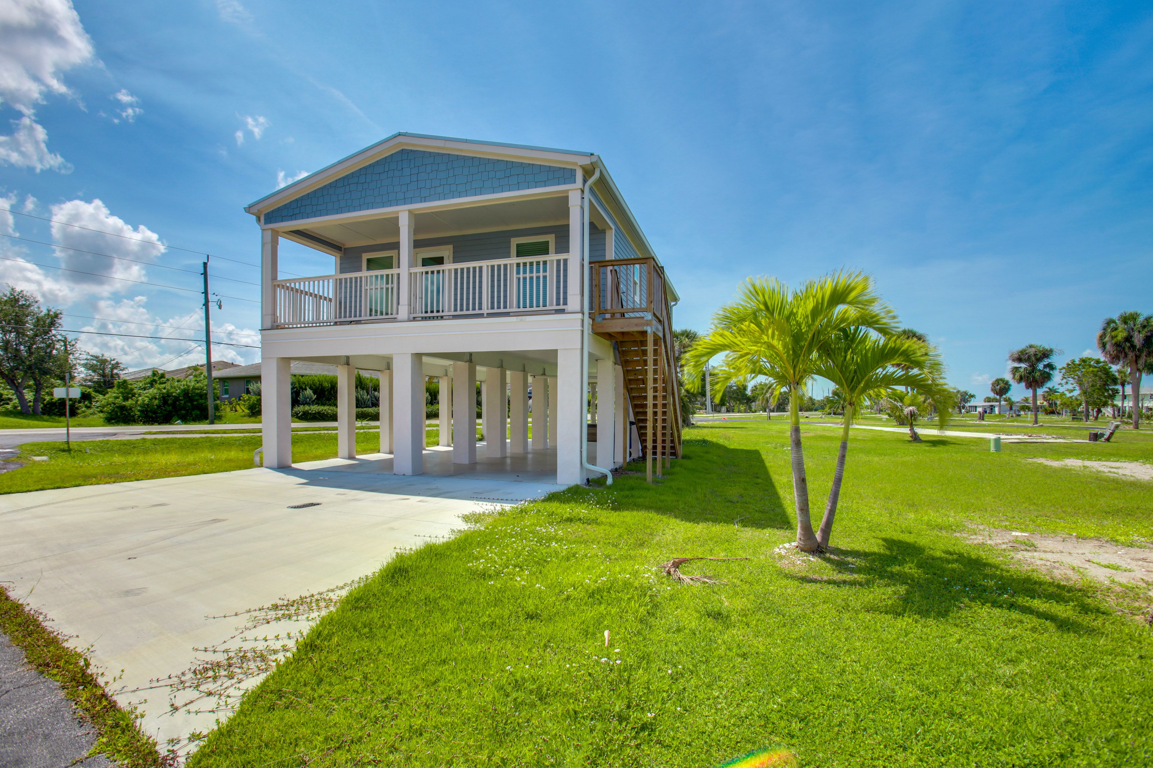 Exterior | Single-Story Home on Stilts | Covered Deck