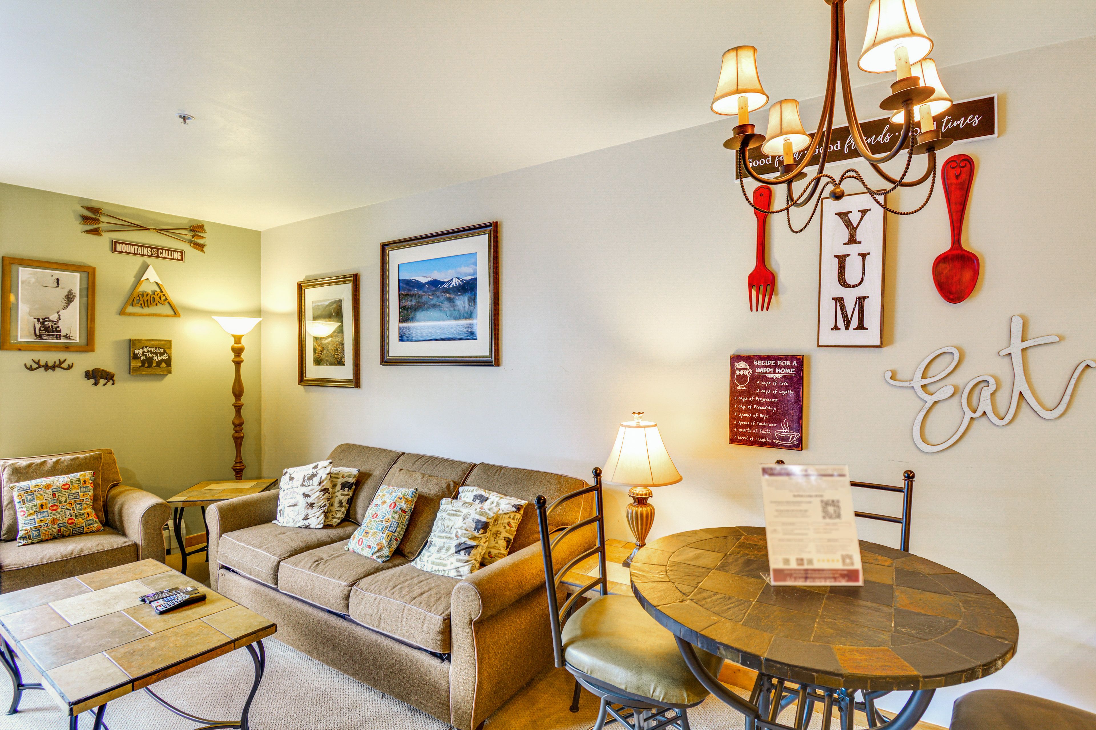 Living Room | Queen Sleeper Sofa | Central Heating & A/C