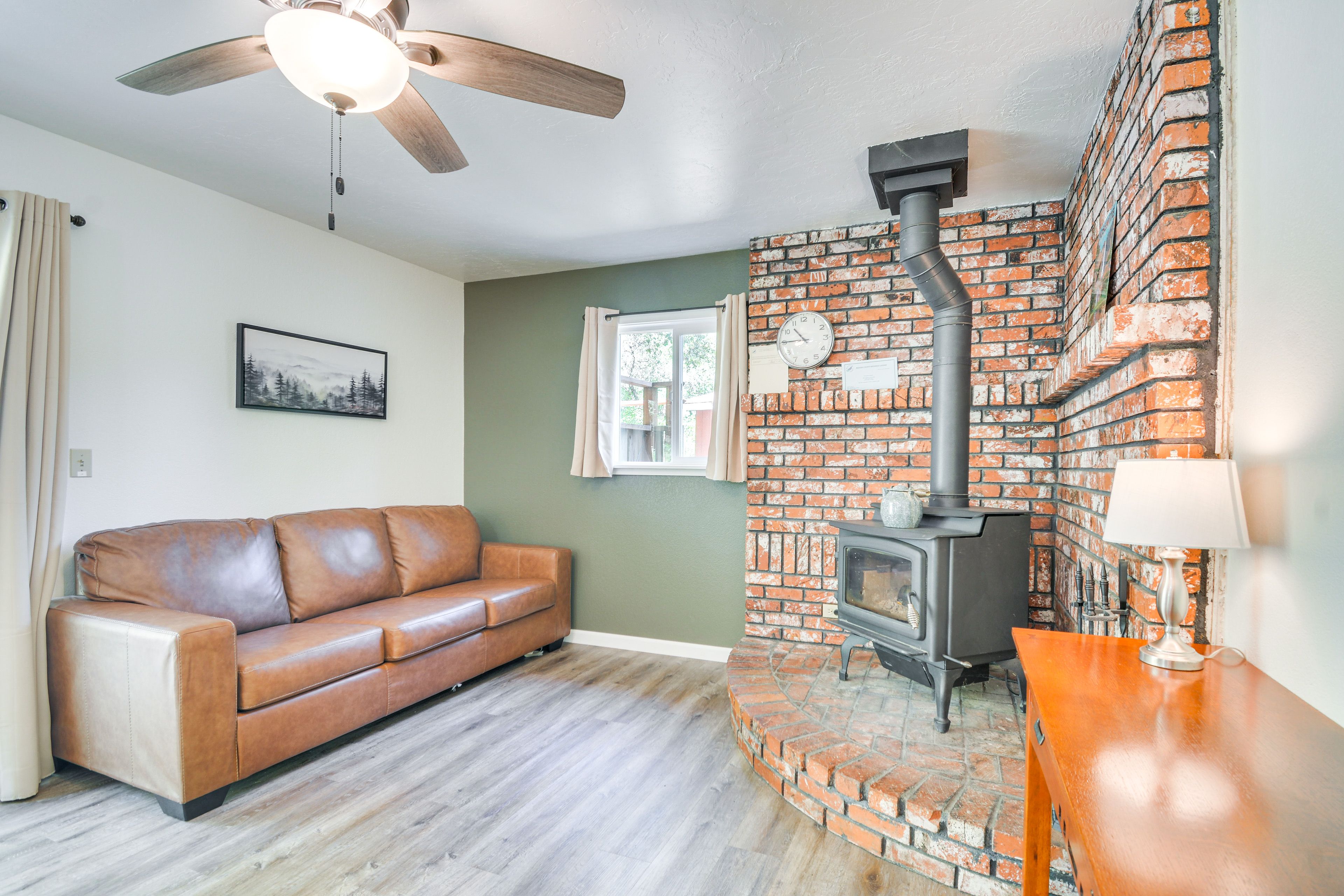 Den | Queen Sleeper Sofa | Wood-Burning Stove
