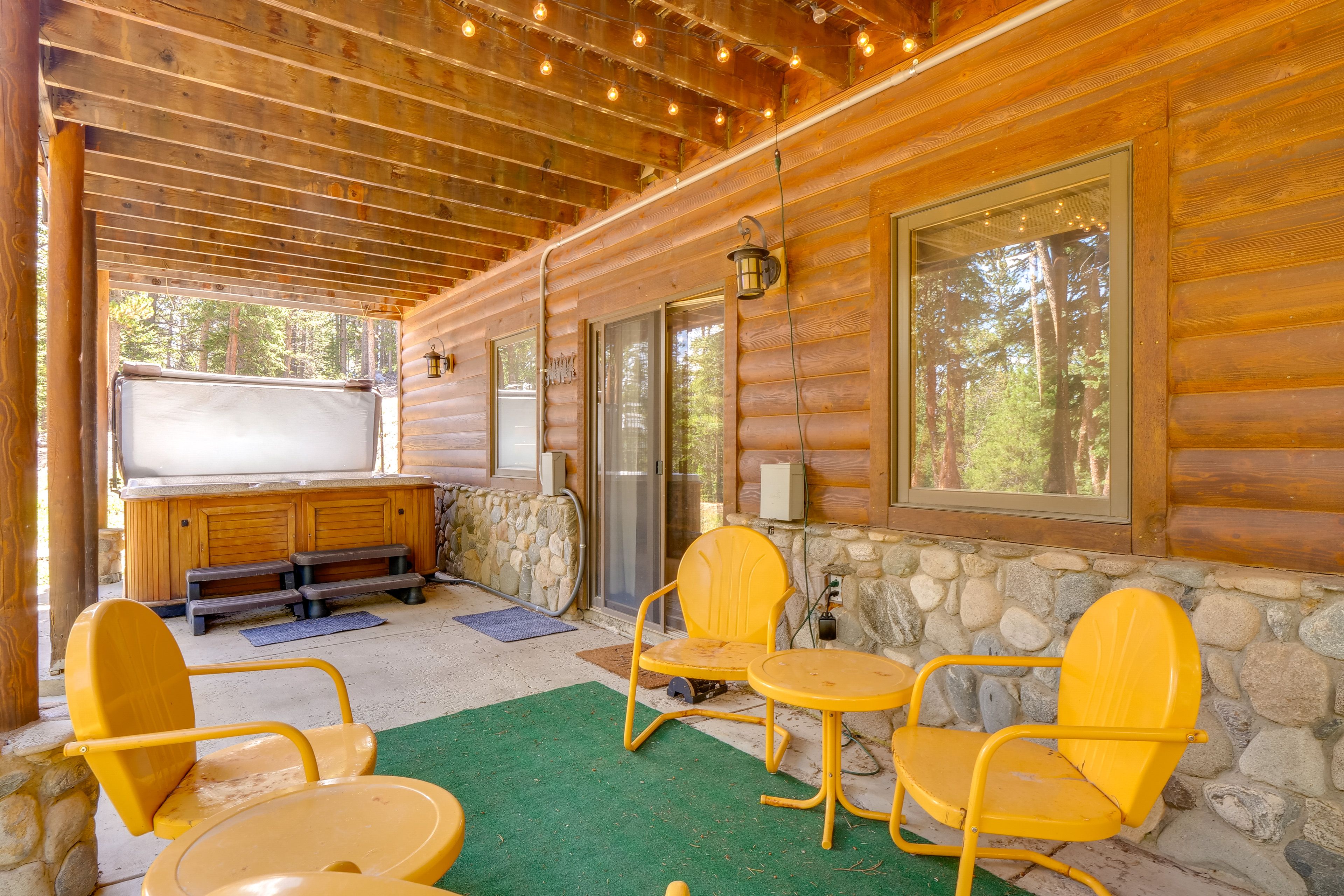 Patio | Hot Tub | 2-Story Cabin