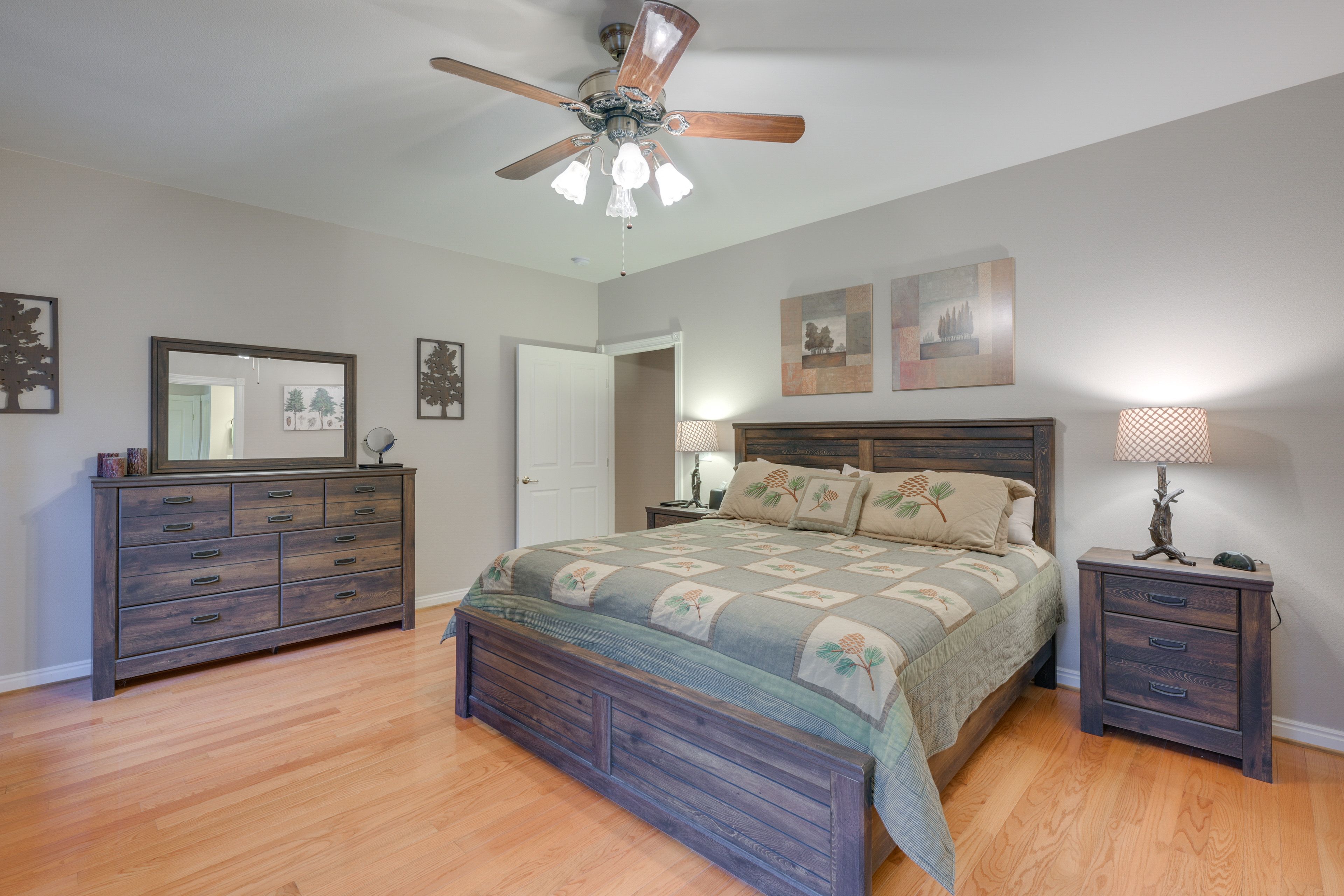 Bedroom 1 | King Bed | Linens Provided | Electric Fireplace | Smart TV