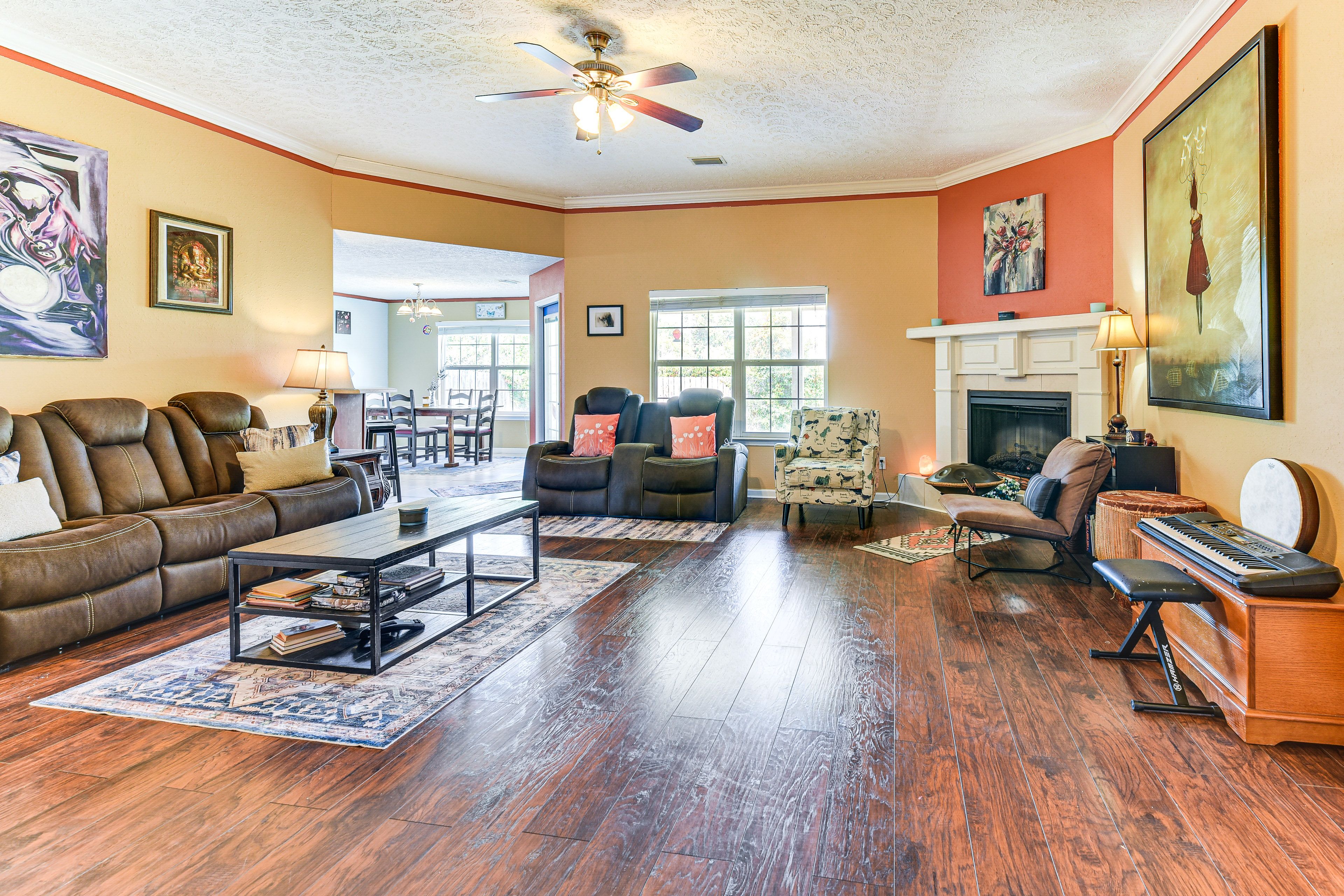 Living Room | Smart TV | Electric Fireplace | Board Games & Books