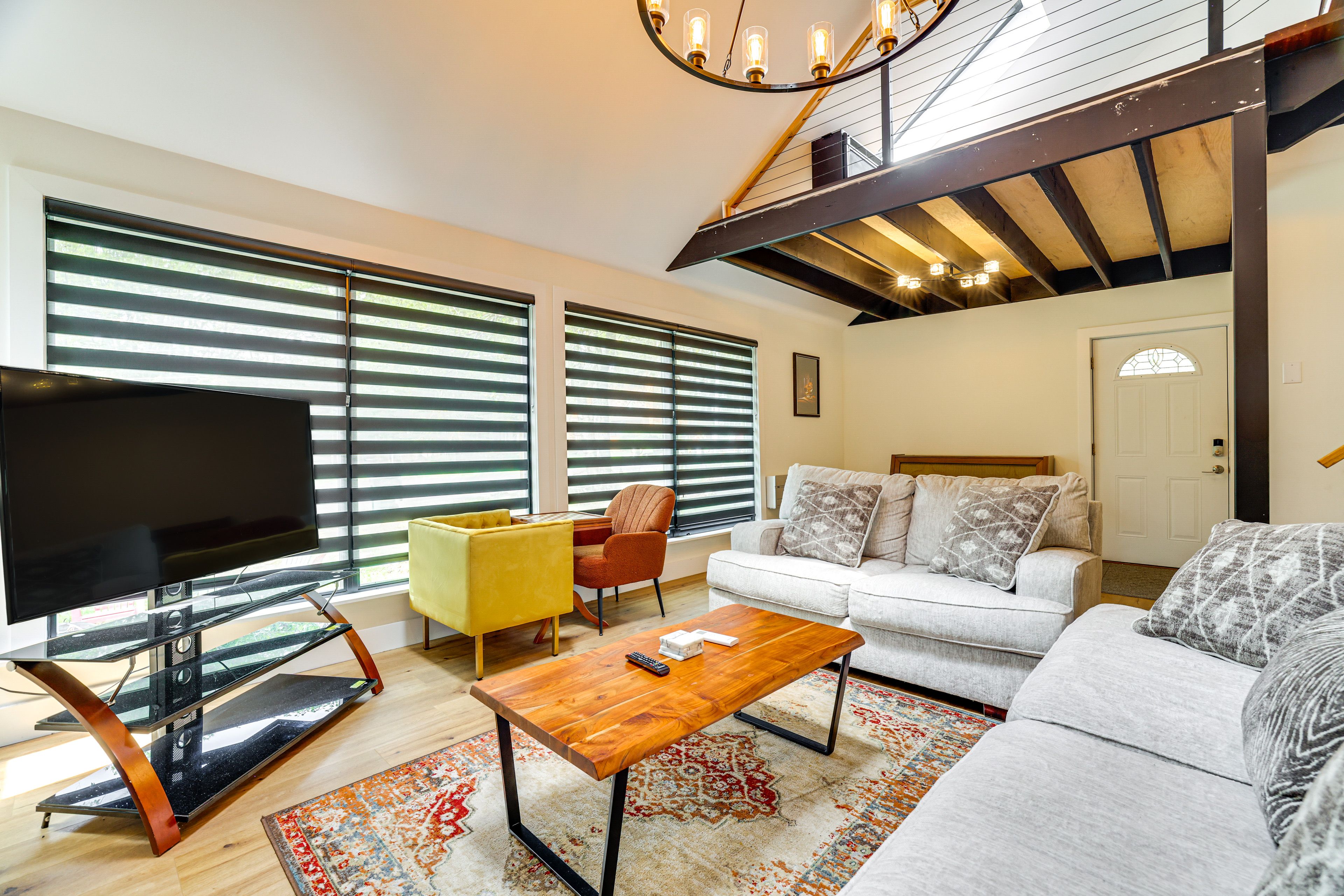 Living Room | 2-Story Cabin | Central Heating & A/C