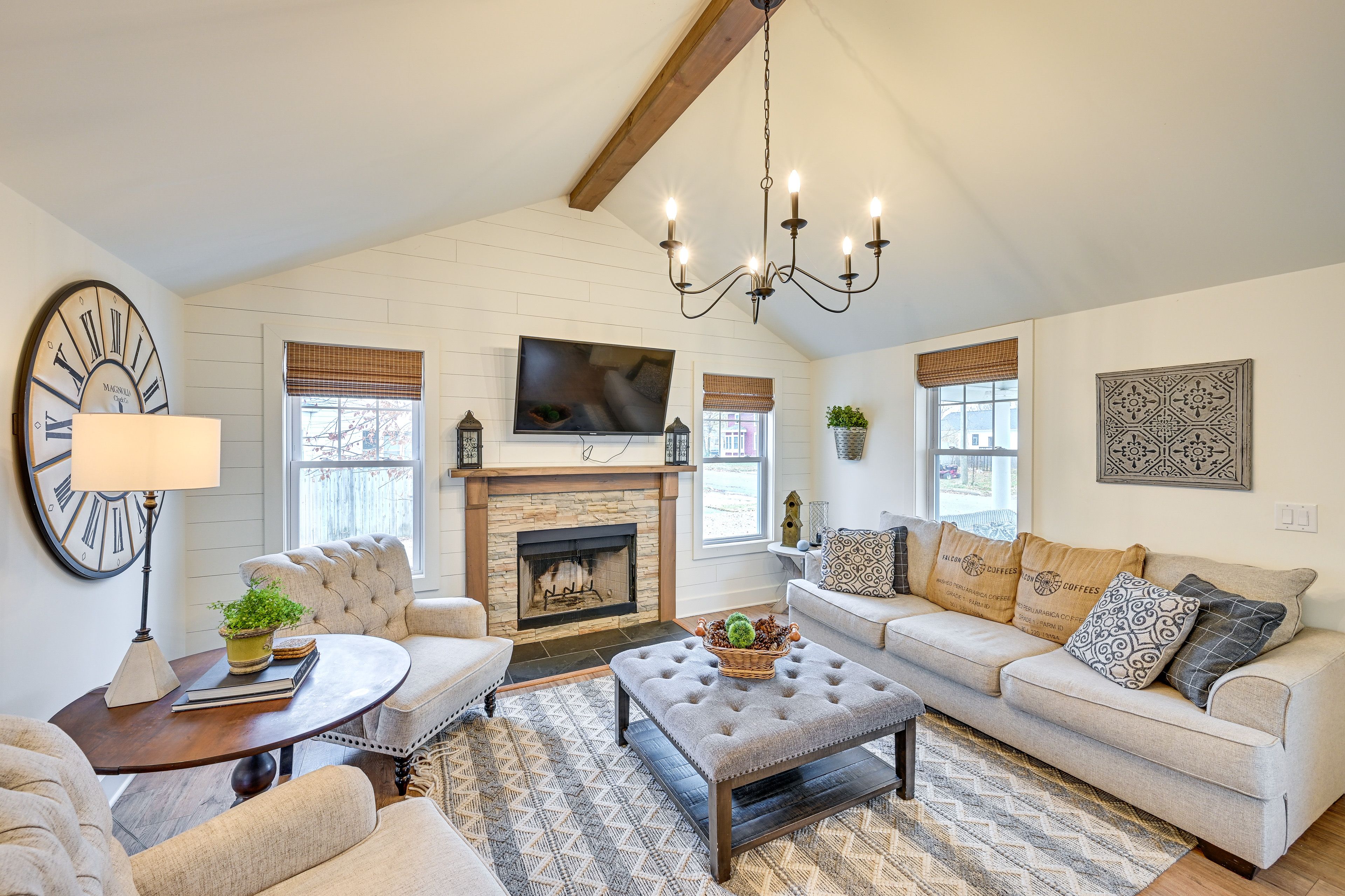 Living Room | Smart TV | Wood-Burning Fireplace