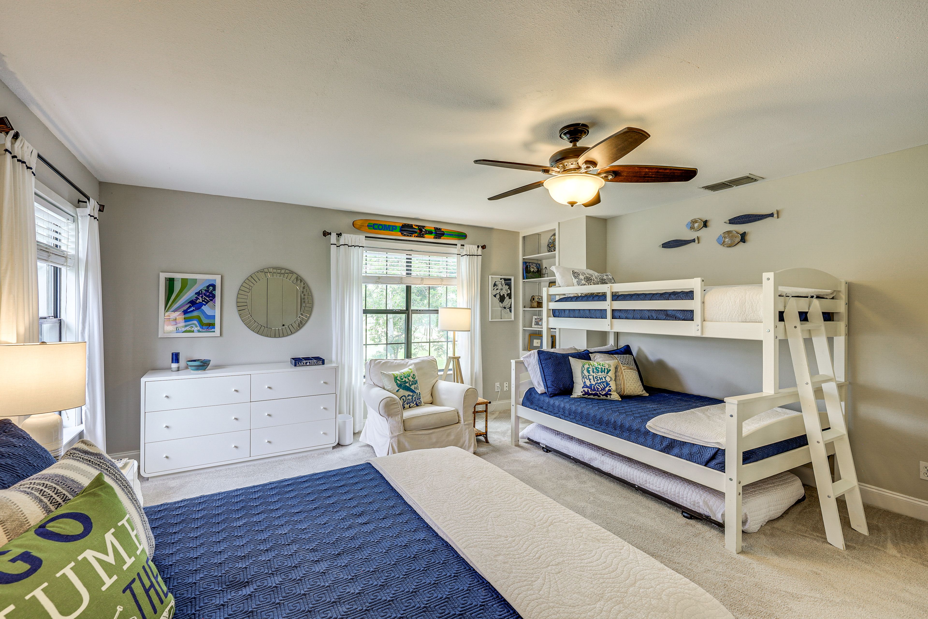 Bedroom 1 | Queen Bed | Twin/Full Bunk Bed w/ Twin Trundle | 2nd Floor