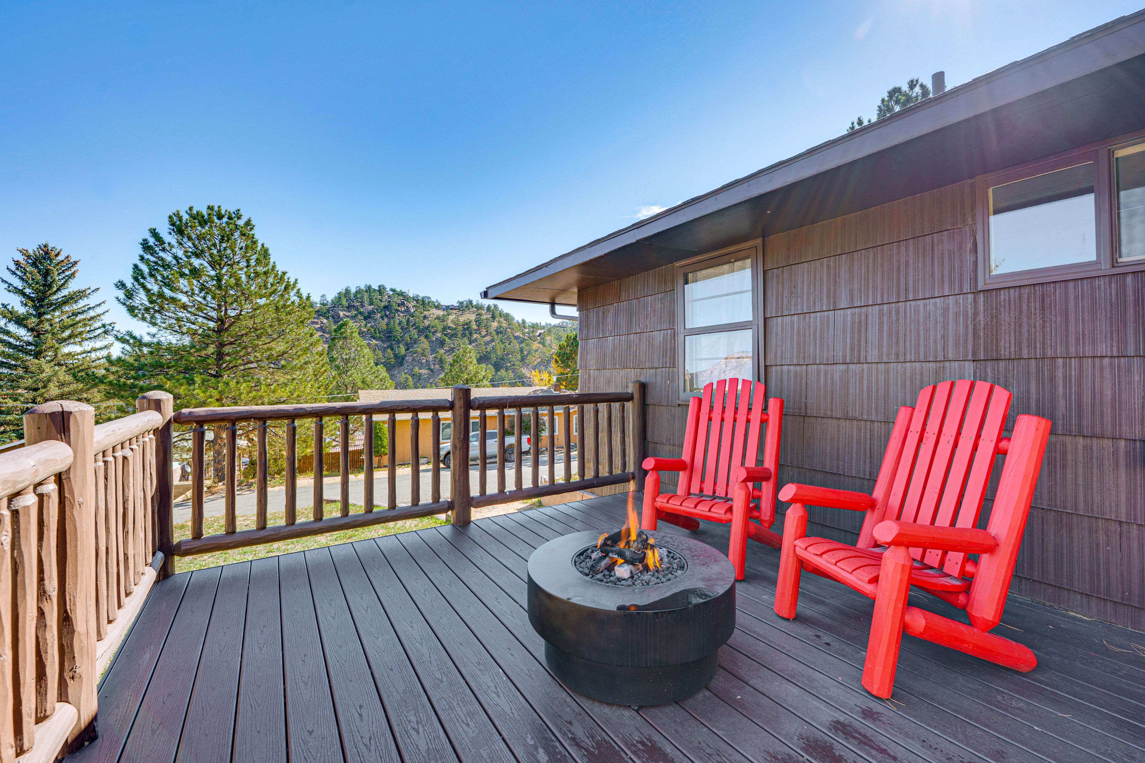 House Exterior | Furnished Deck | Gas Fire Pit | Mountain Views