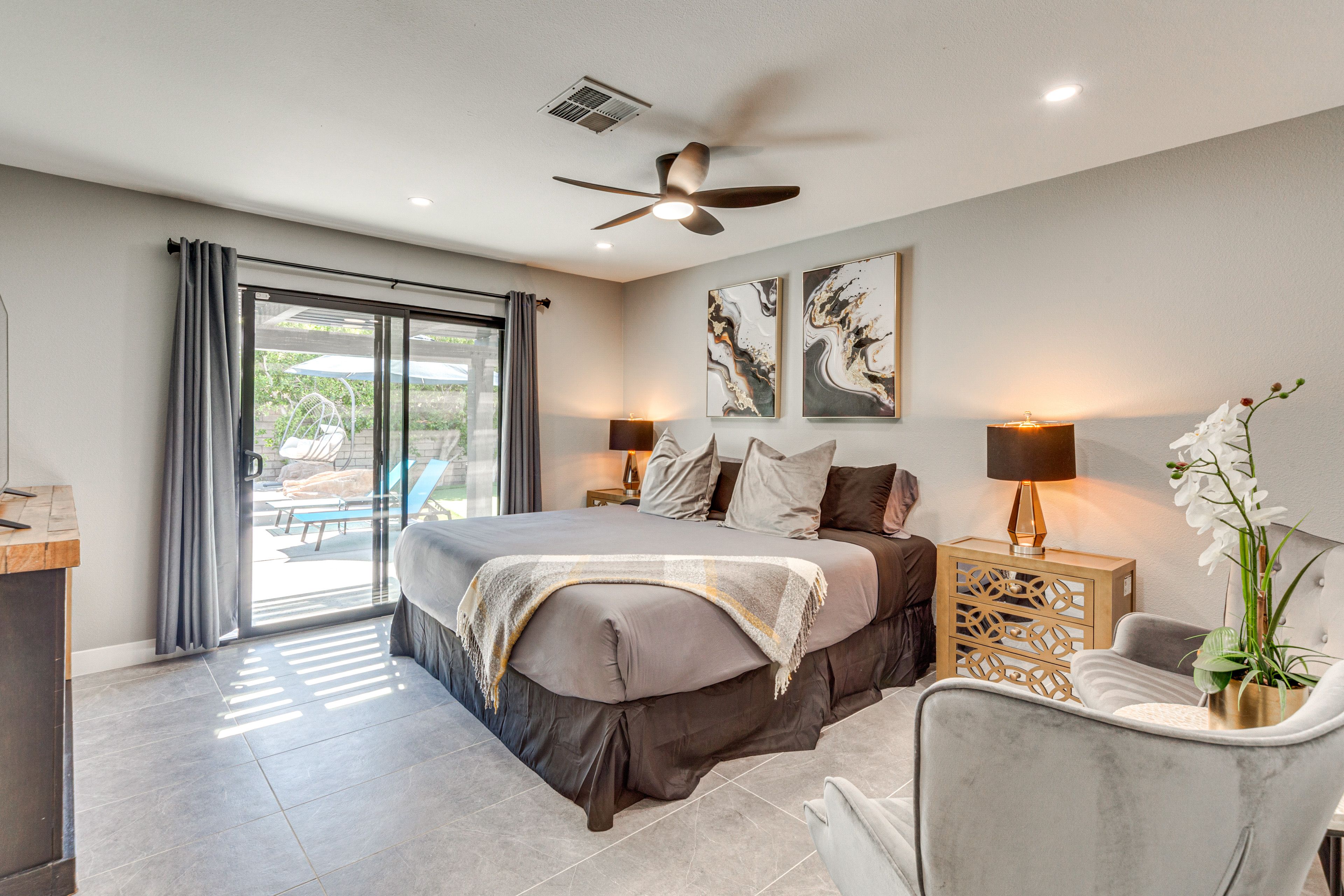 Bedroom 1 | King Bed | Linens Provided | Flat-Screen TV w/ Cable