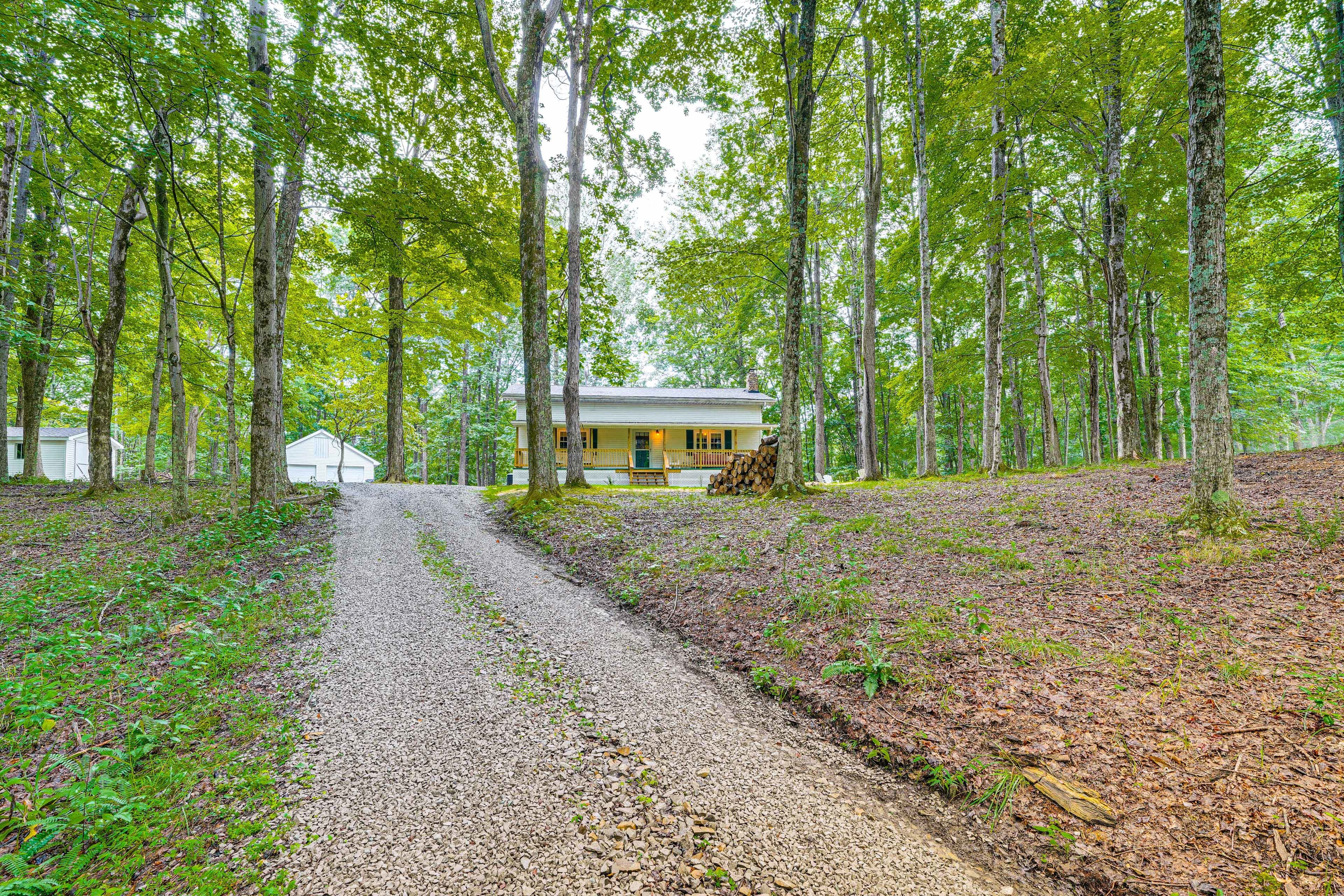 Peaceful Wooded Property | Driveway (4 Vehicles)