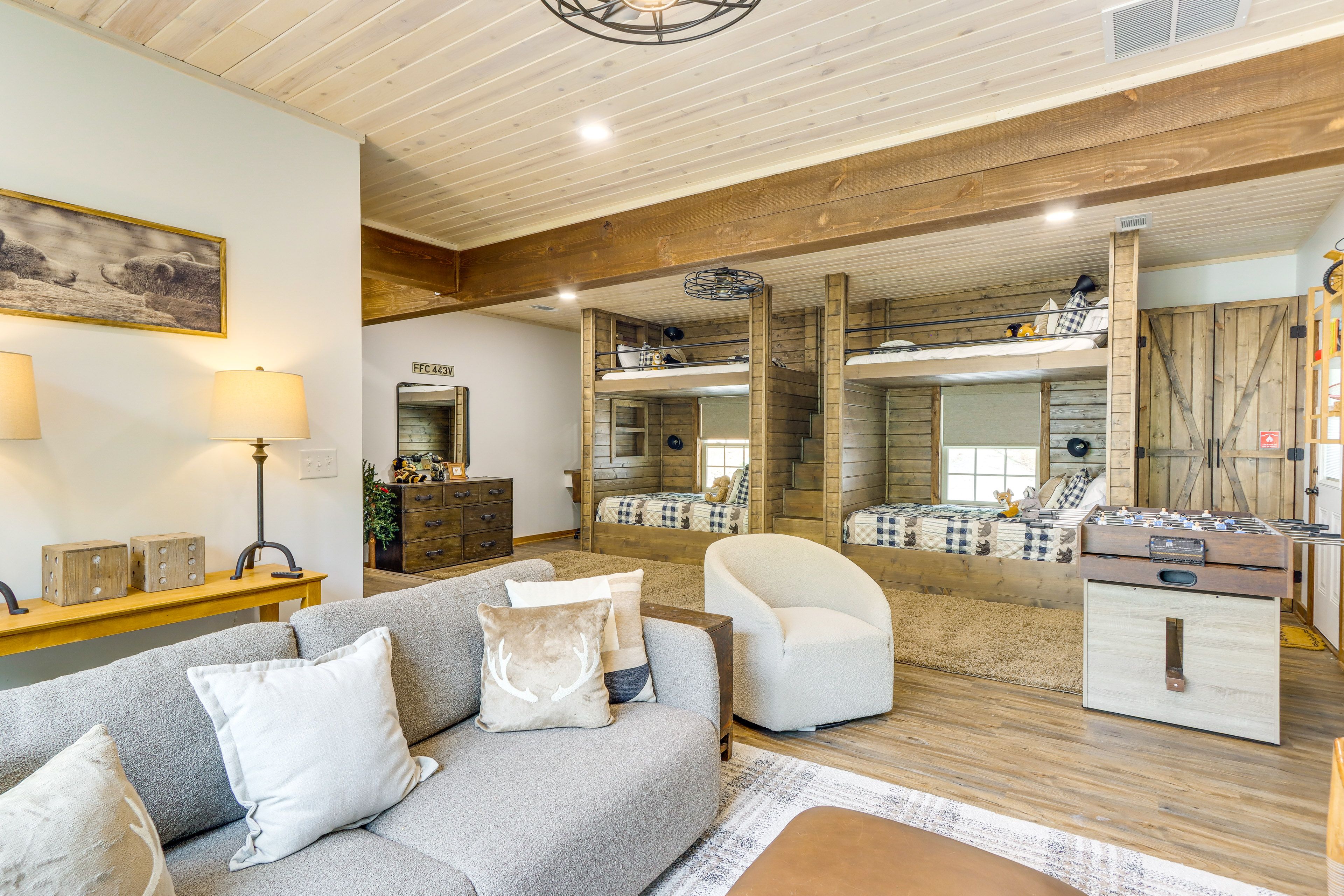 Bedroom 3 | Main Level | 2 Full Bunk Beds | Sleeper Sofa | Smart TV