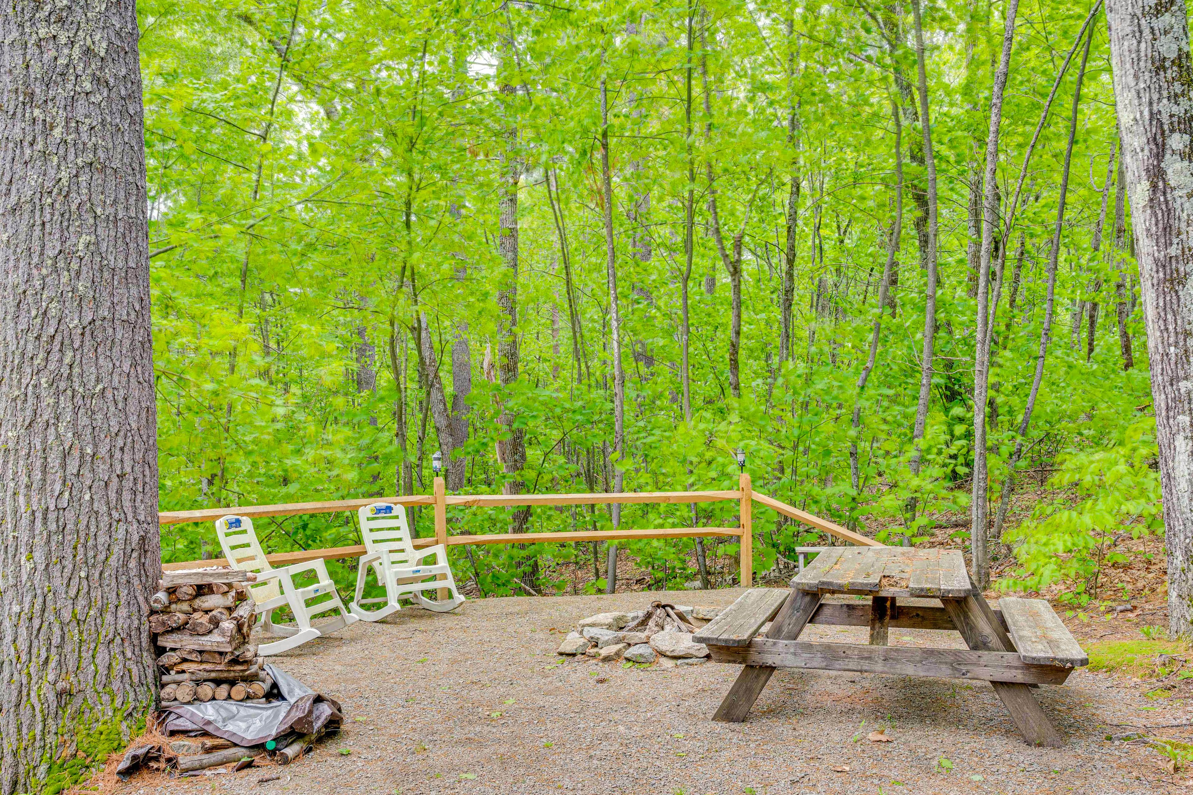 Fire Pit | Picnic Table | 2 Rocking Chairs