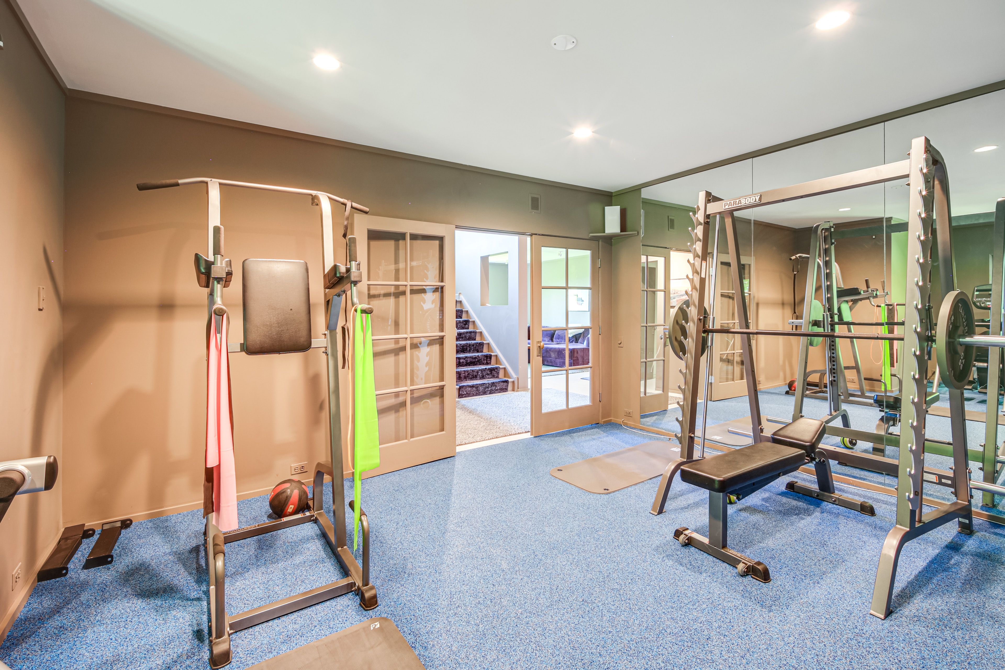 Home Gym | Elliptical Machine | Barbell Set | Small Trampoline | Smart TV