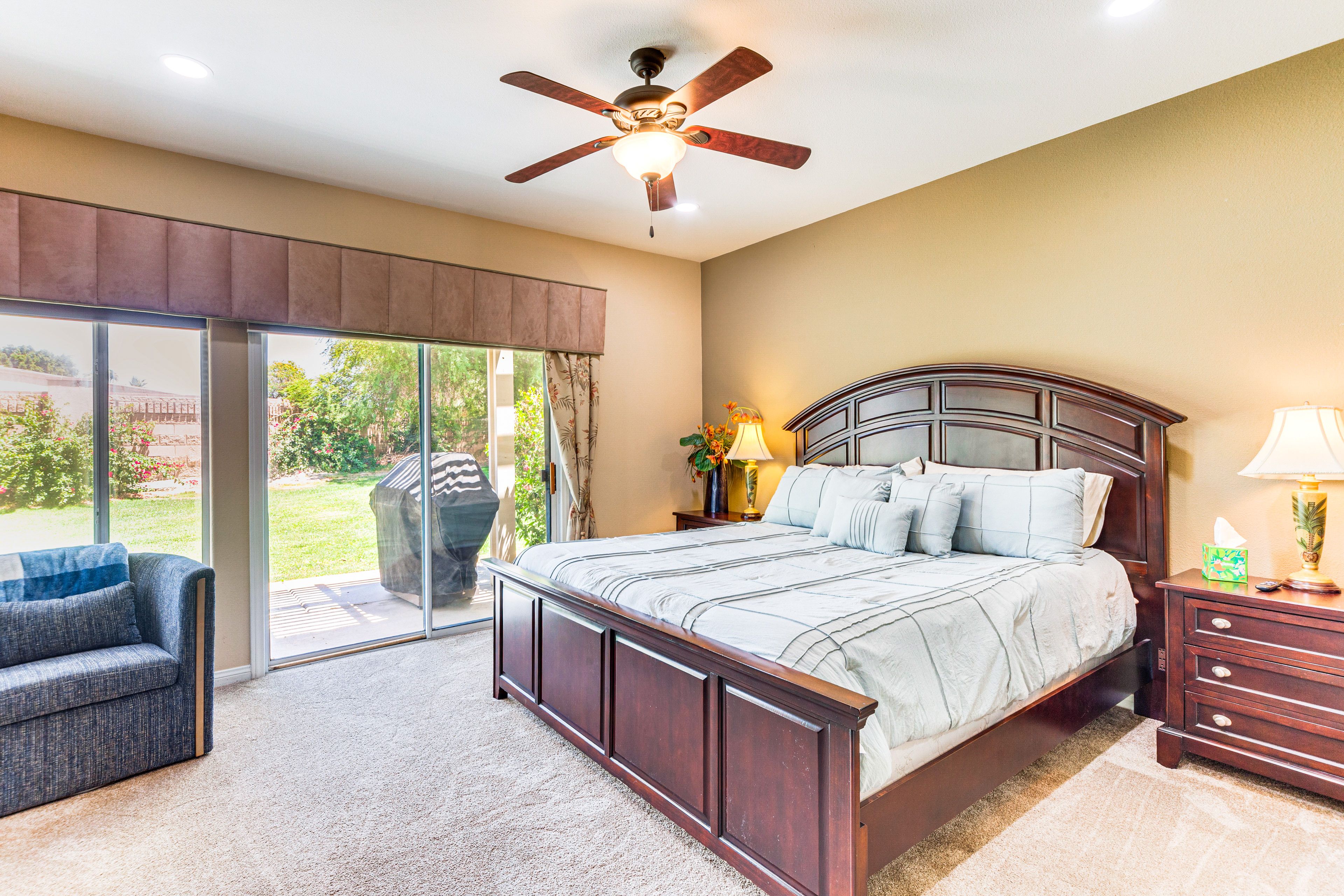 Bedroom 1 | King Bed | Smart TV | Patio Access | Linens Provided