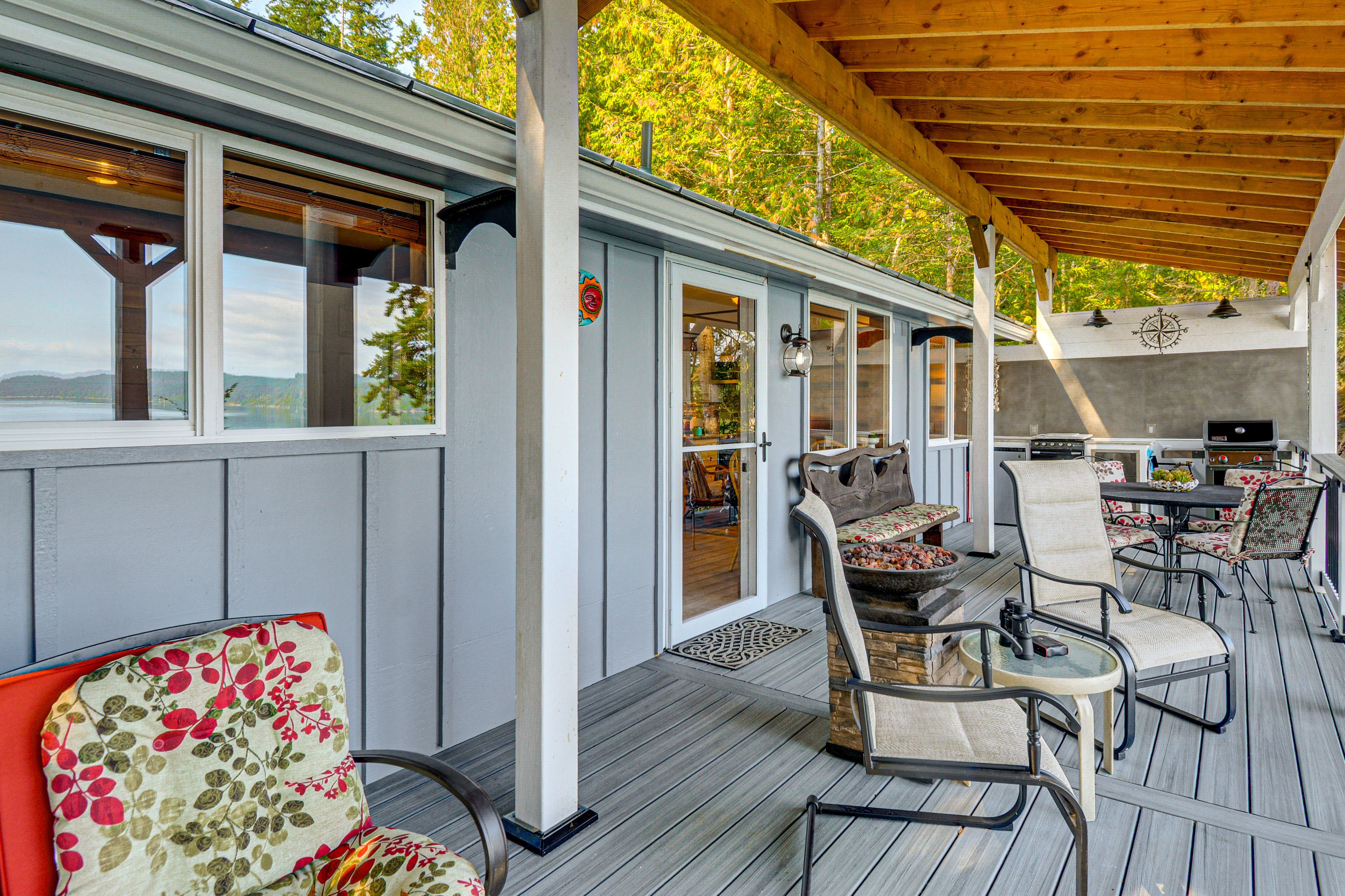 Cabin Exterior | Furnished Deck | Dining Area | Gas Fire Pit