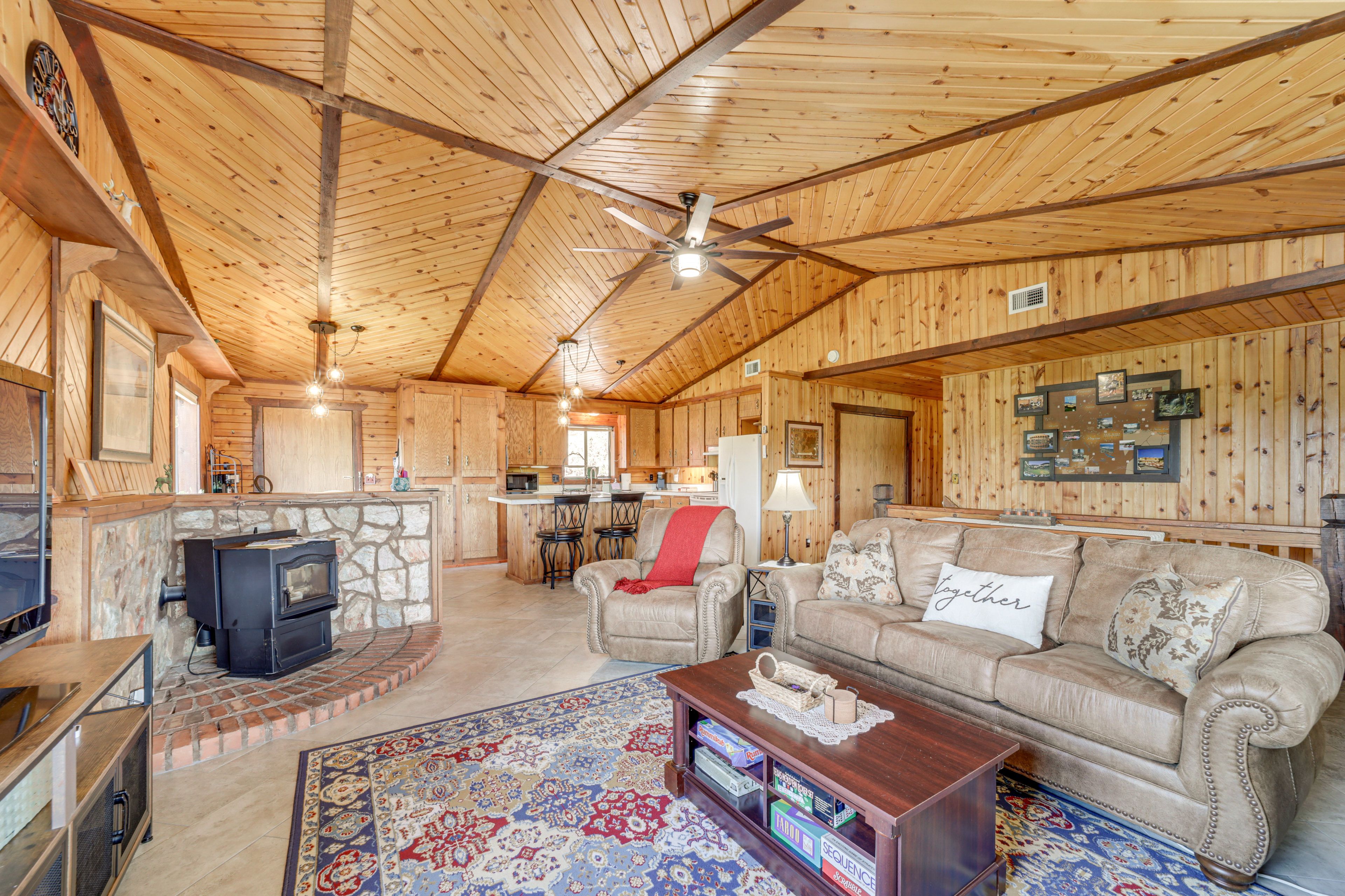 Living Room | 2-Story Home | Gas Fireplace | Central A/C & Heating