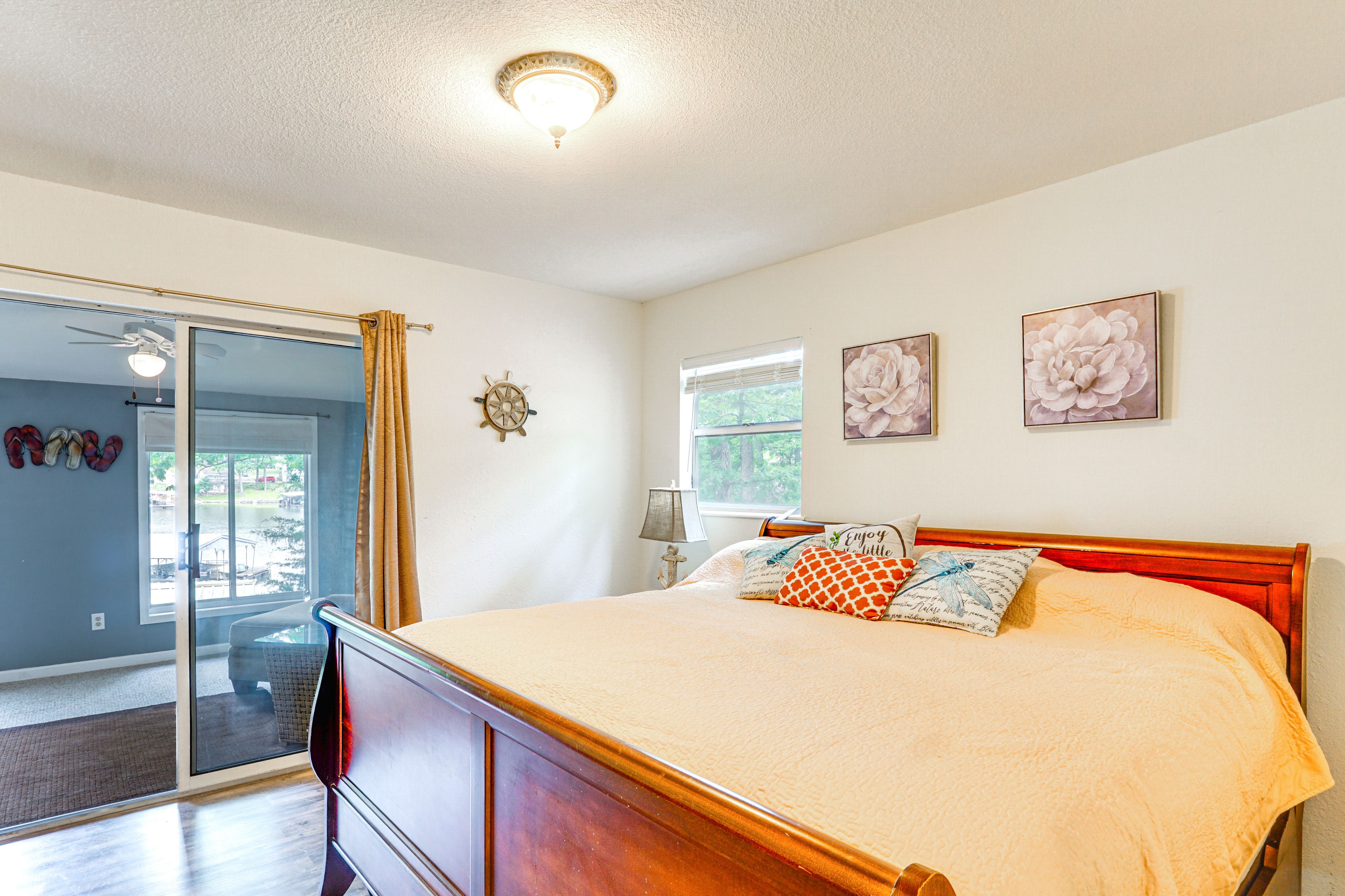 Bedroom 1 | Main Level | King Bed | Linens Provided | Sunroom Access
