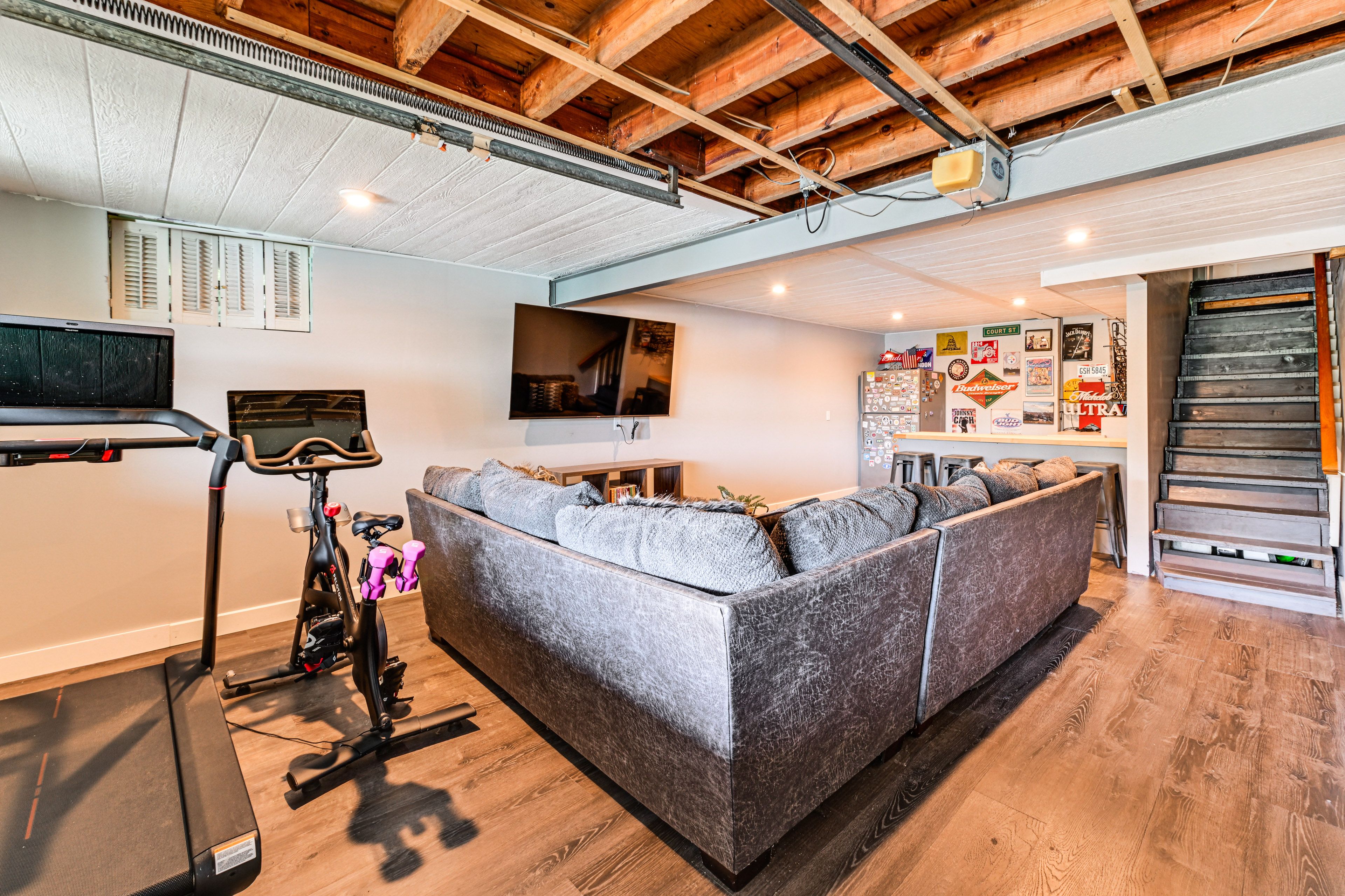 Lounge | Lower Level | Treadmill & Stationary Bike | Bar w/ Fridge | Smart TV