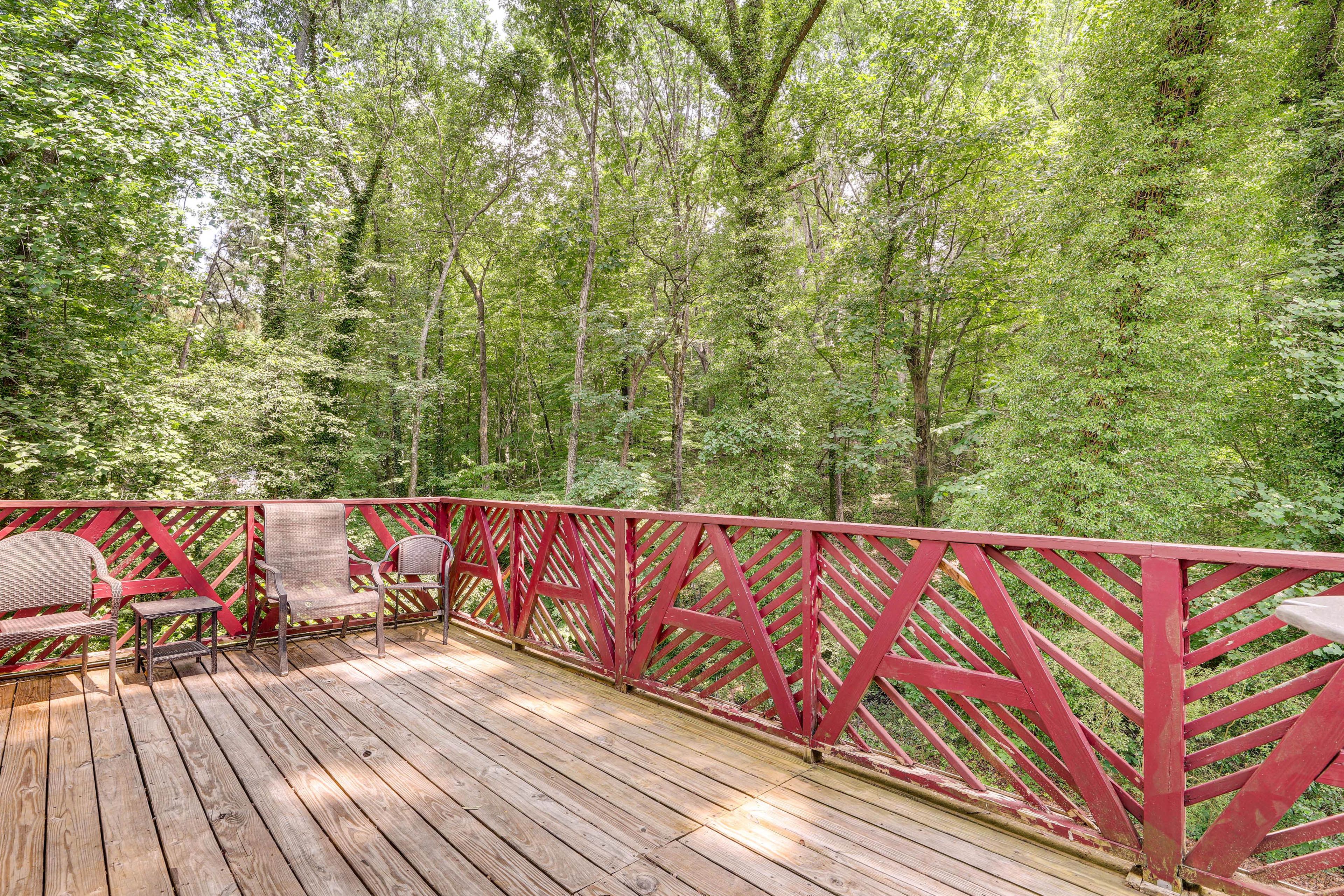 Deck | Wooded Surroundings | 2-Story Home