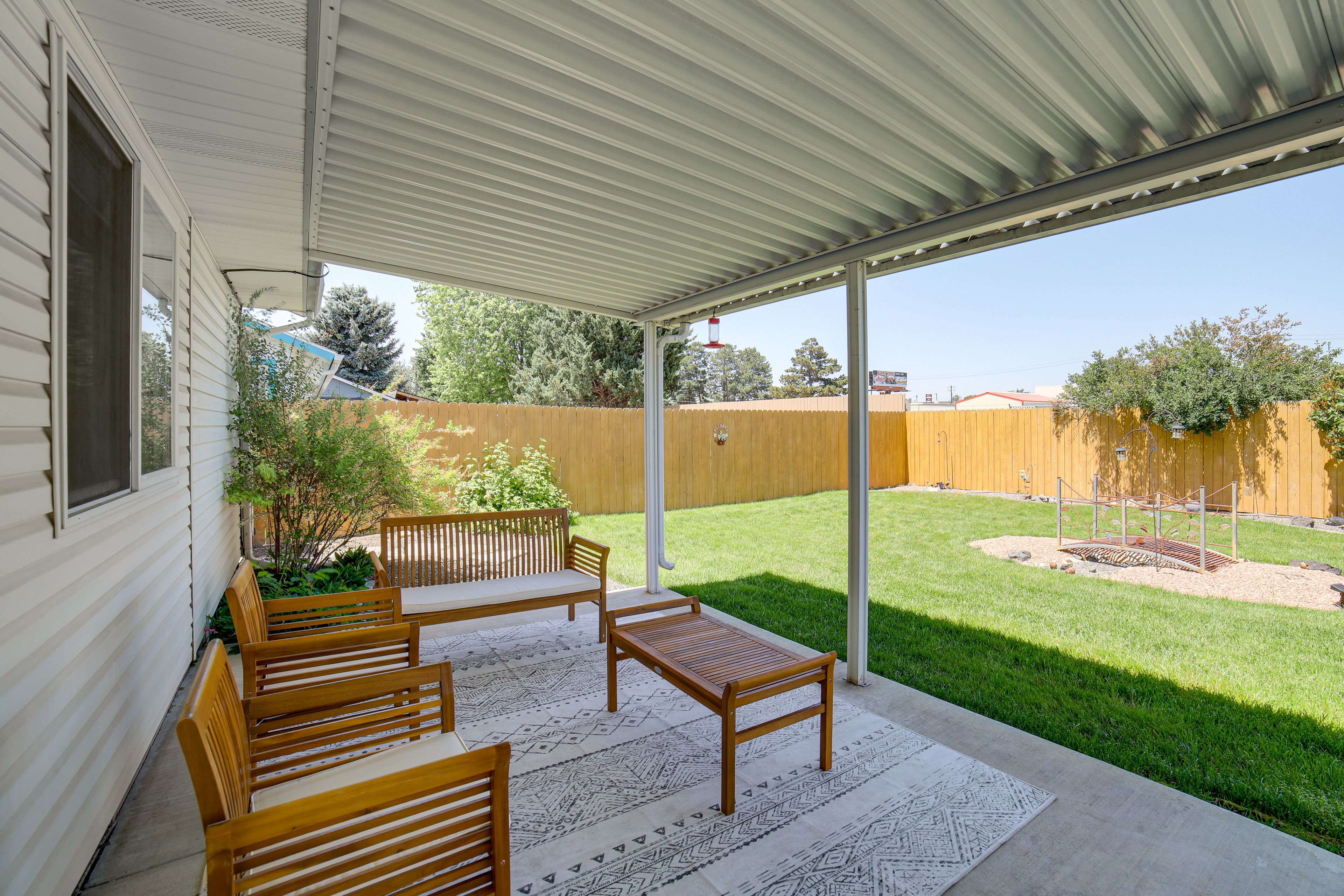 Private Yard | Covered Patio w/ Seating & Gas Grill (Propane Provided)