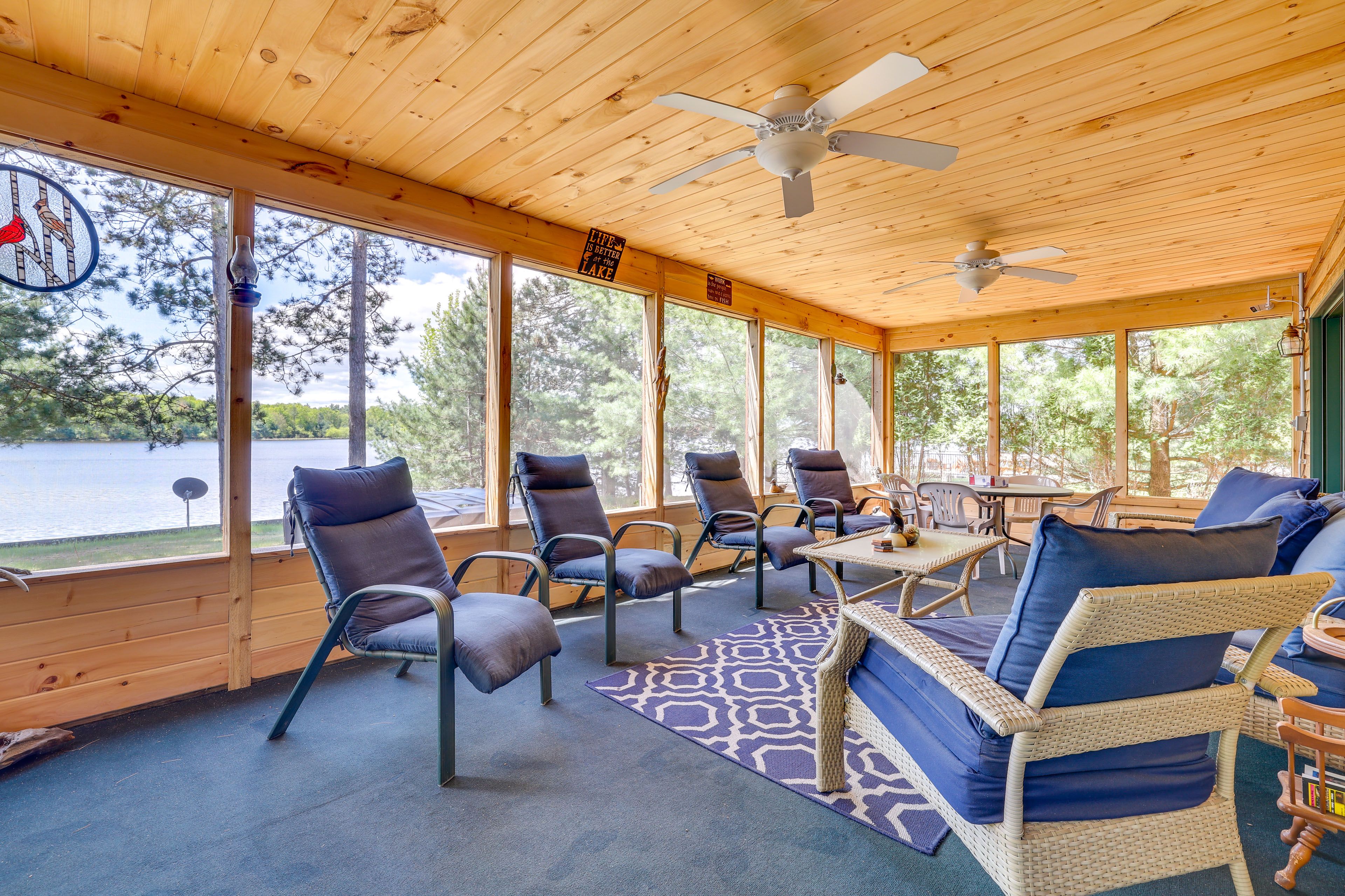 Sunroom | Outdoor Seating | Lake Views