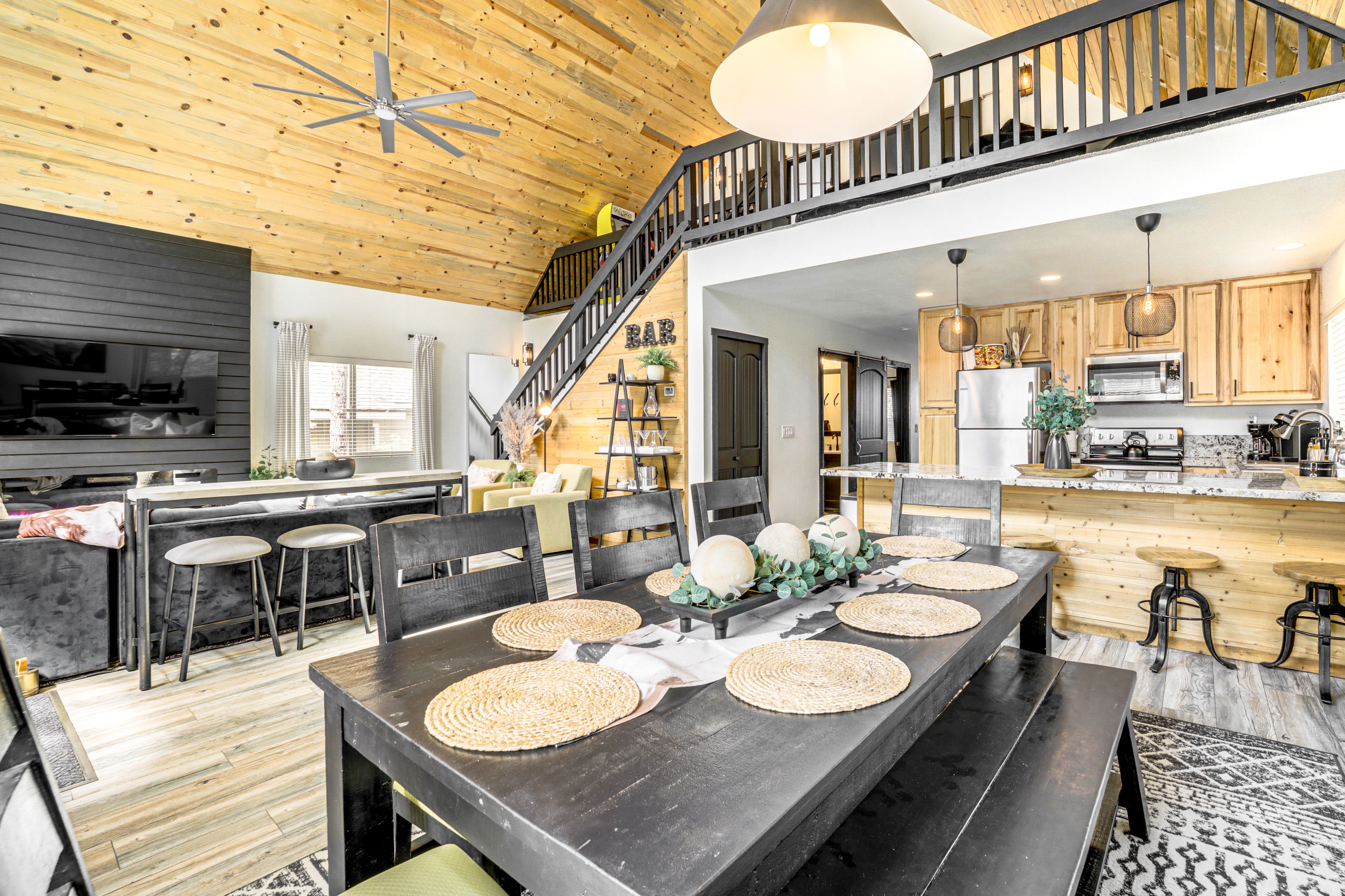 Dining Area | Dishware & Flatware | Central A/C & Heat | 1st Floor