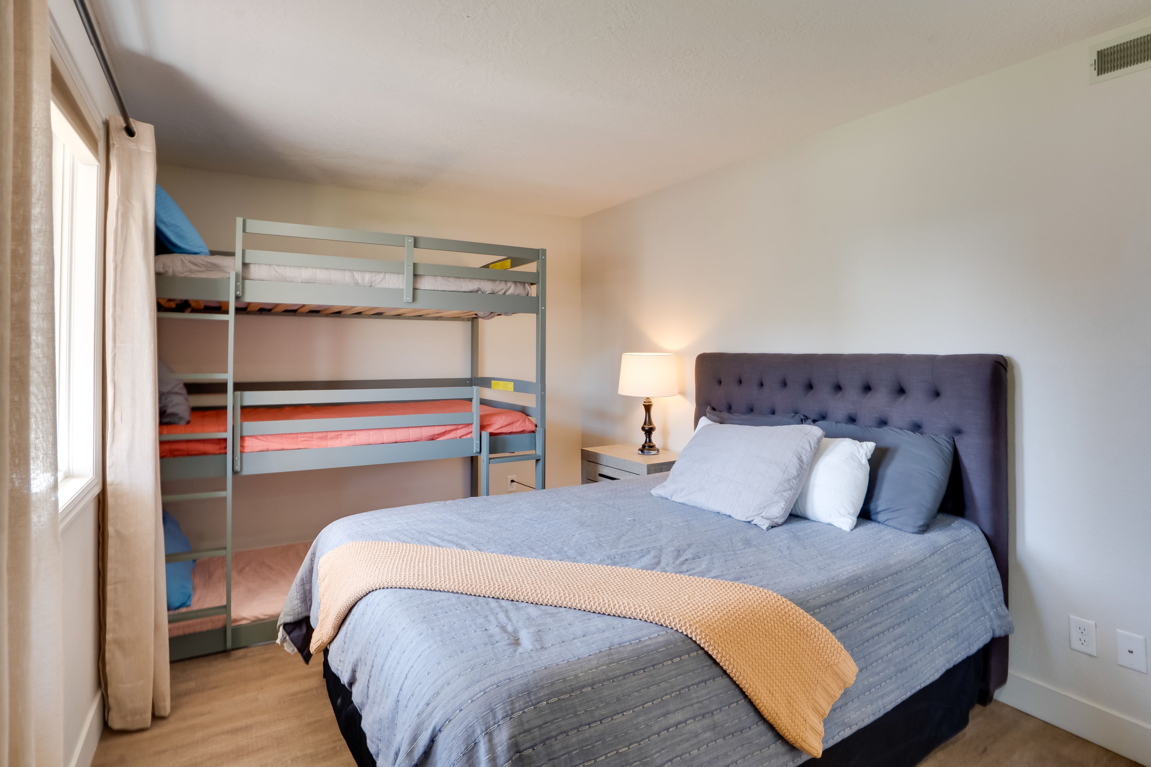 Bedroom 2 | Queen Bed | Triple Twin Bunk Bed