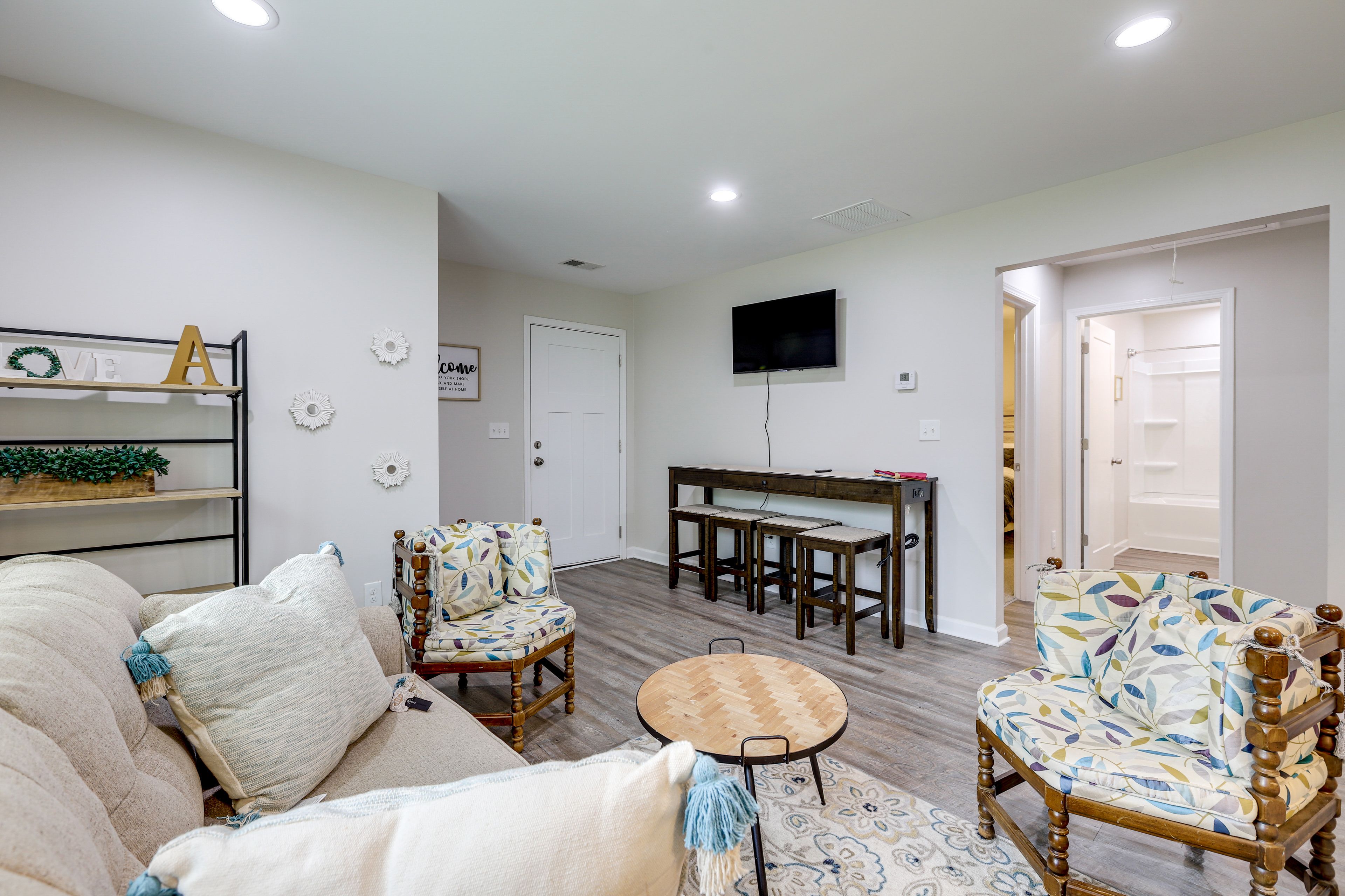 Dining Area | Bar Table w/ Power Outlet | Dishware/Flatware