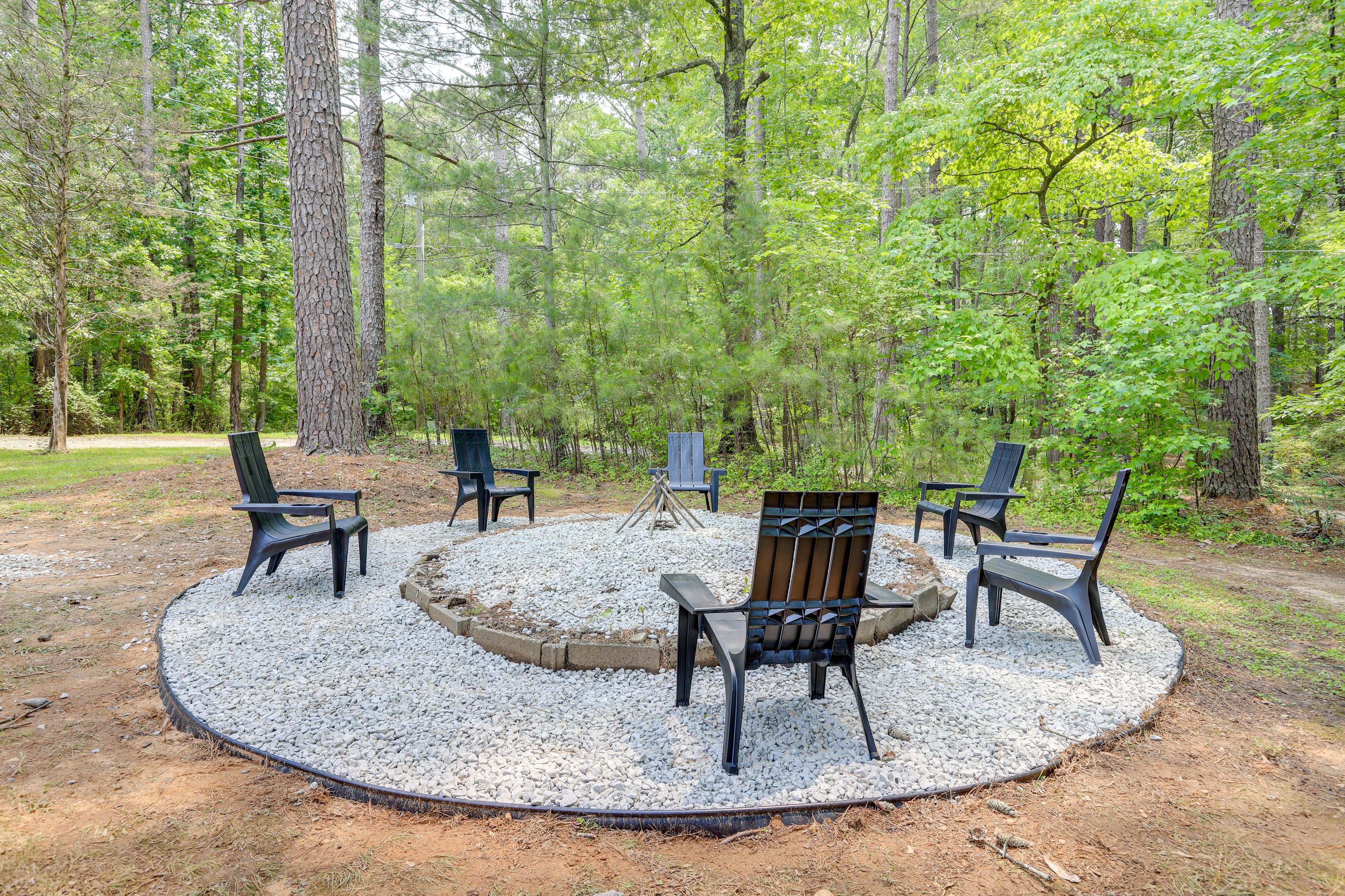 Fire Pit | Outdoor Seating | Wooded Setting